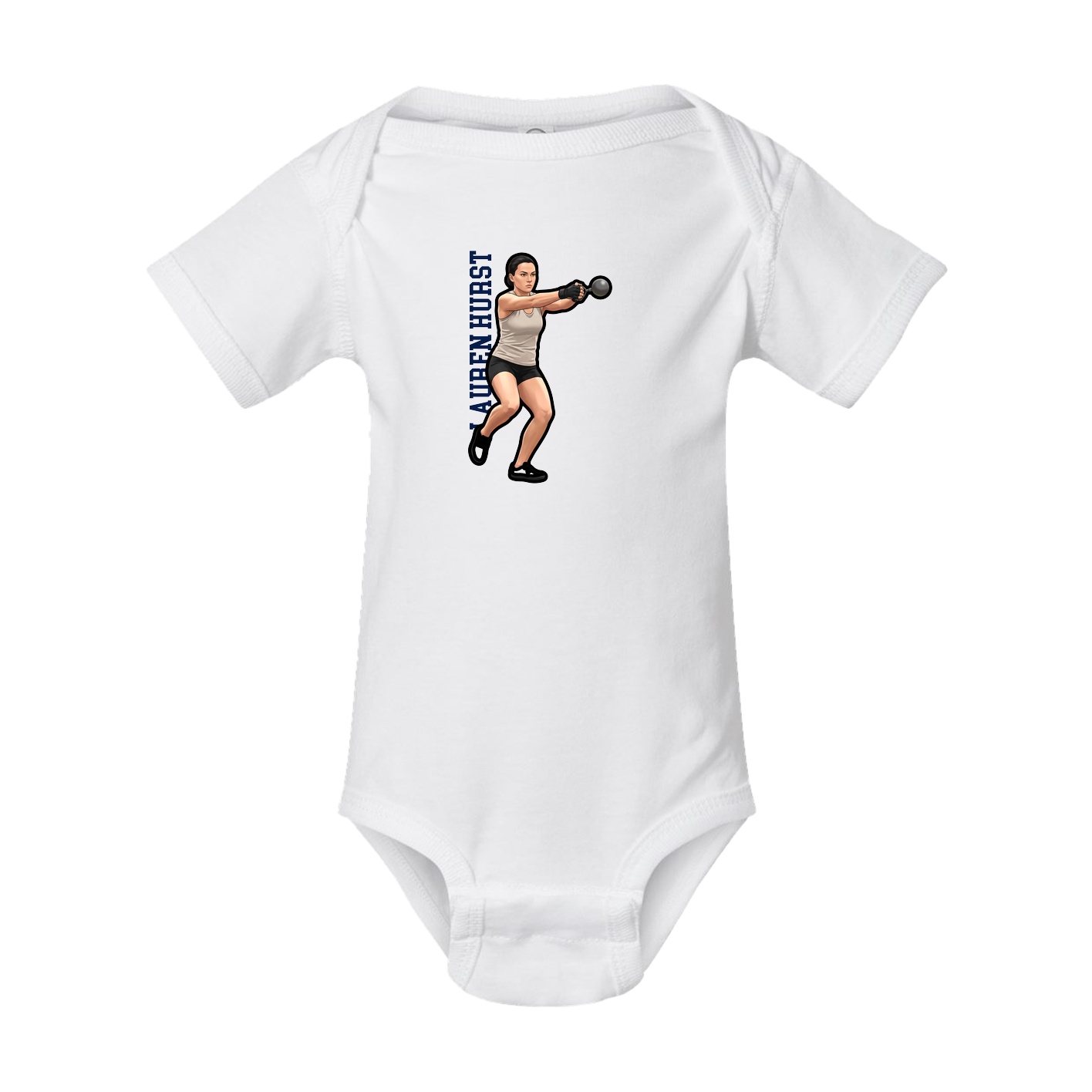 Baby Onesie — Name Vertical in White