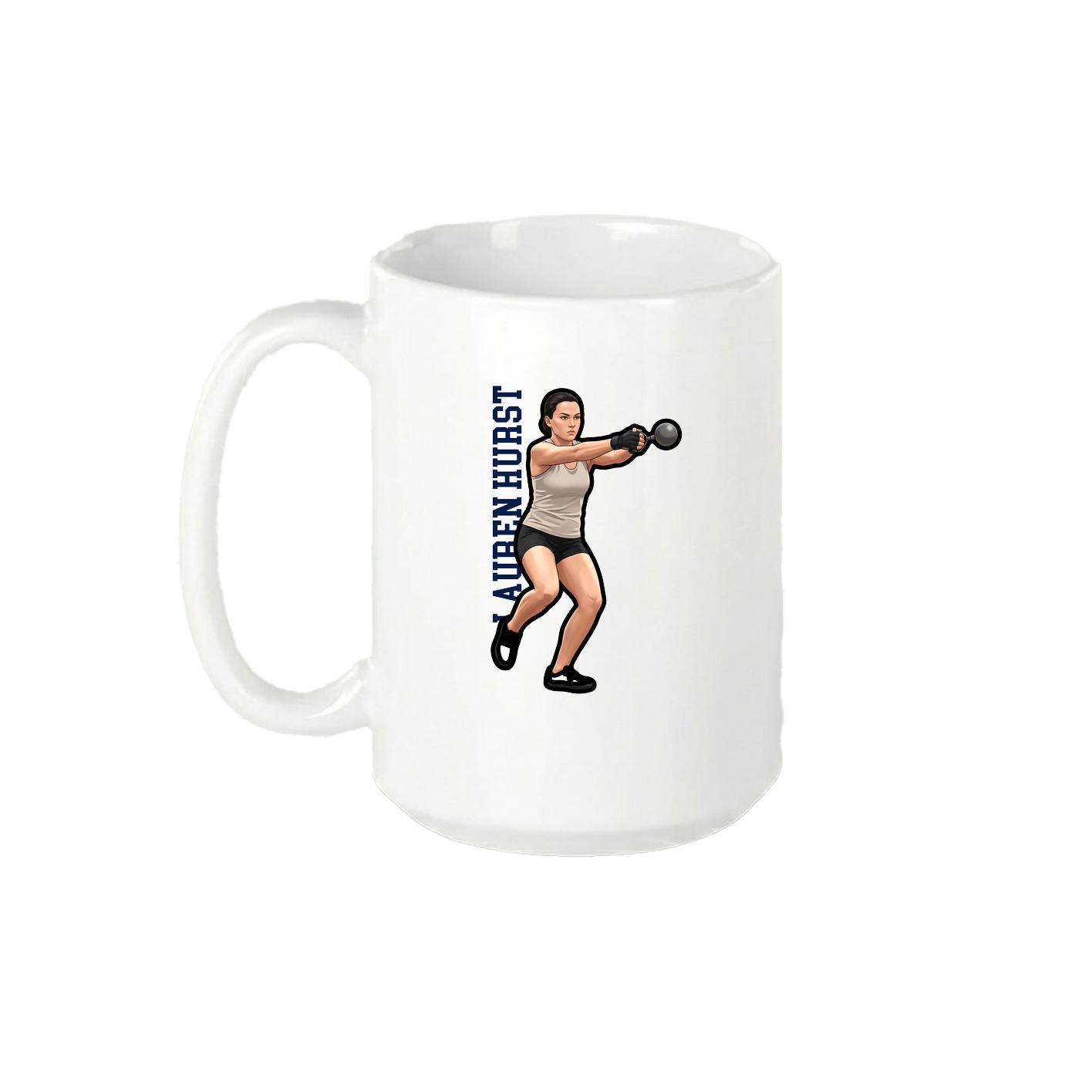 15oz Coffee Mug — Name Vertical in White
