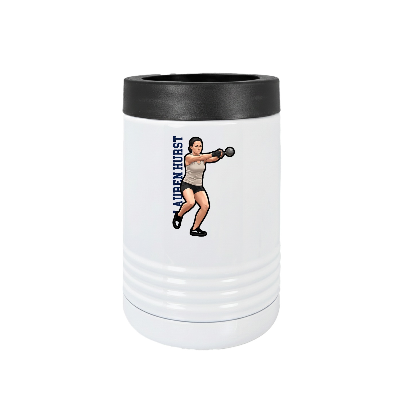 Beverage Holder — Name Vertical in White