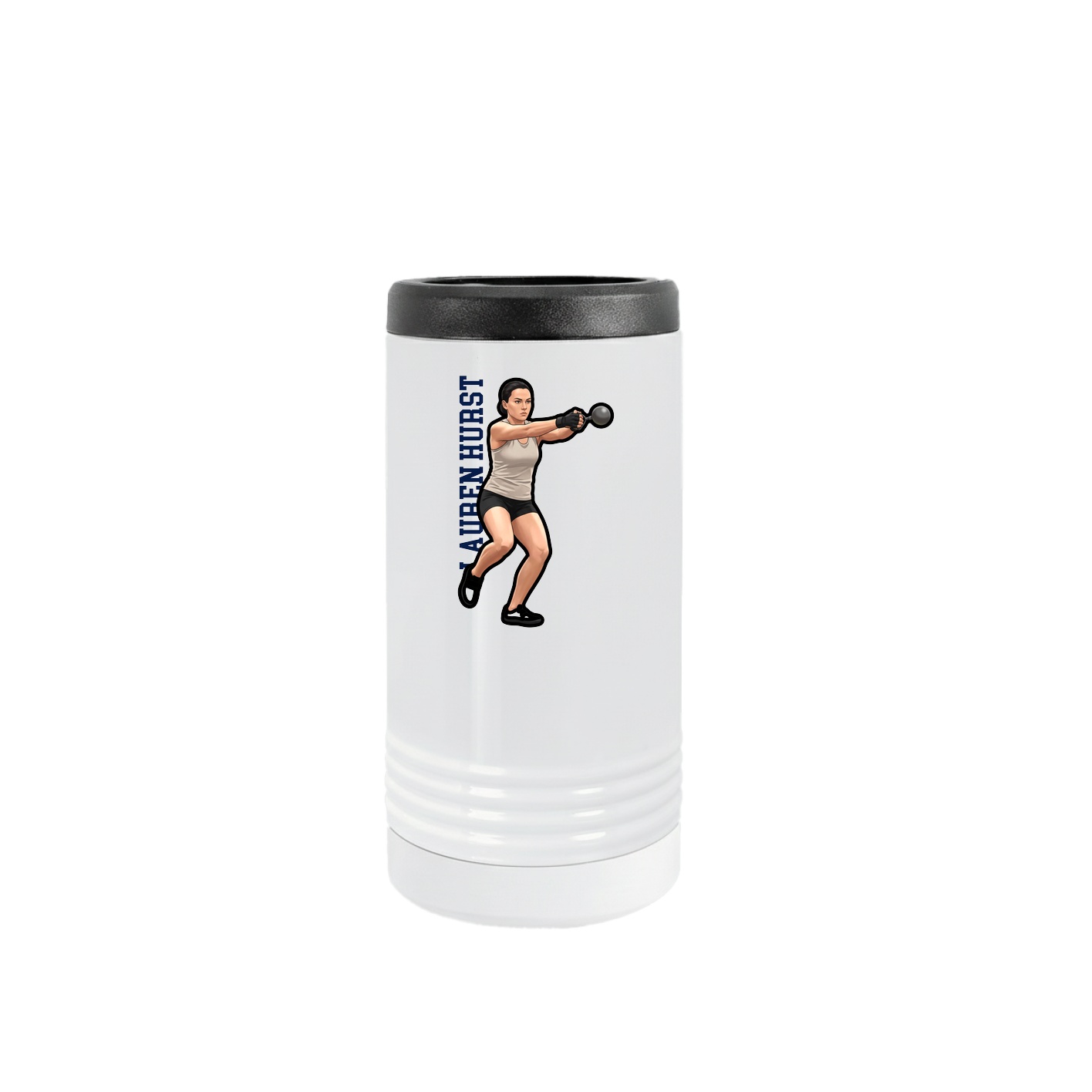 Slim Beverage Holder — Name Vertical in White