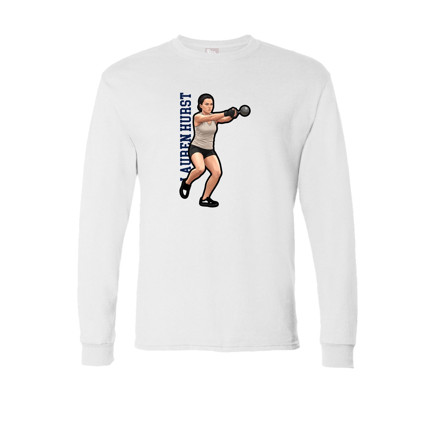 Long Sleeve Tee — Name Vertical in White