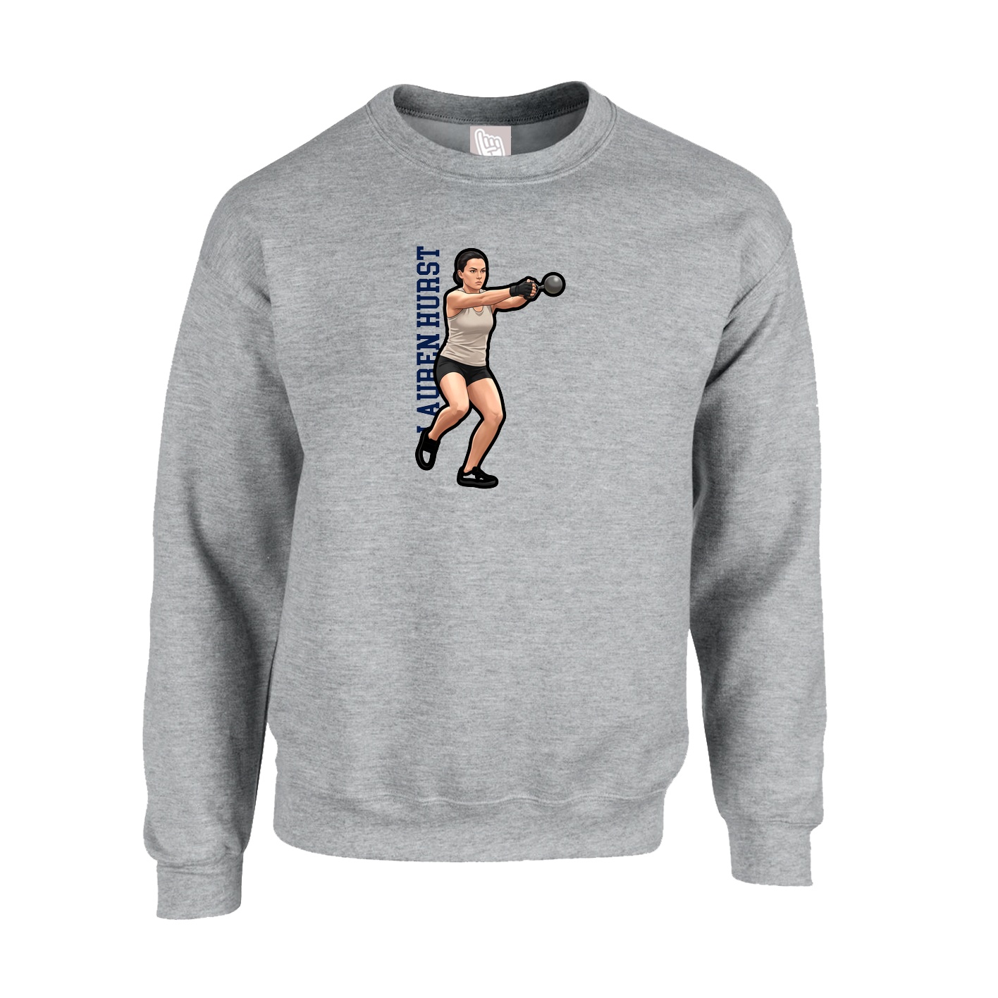 Fleece Crew — Name Vertical in Grey