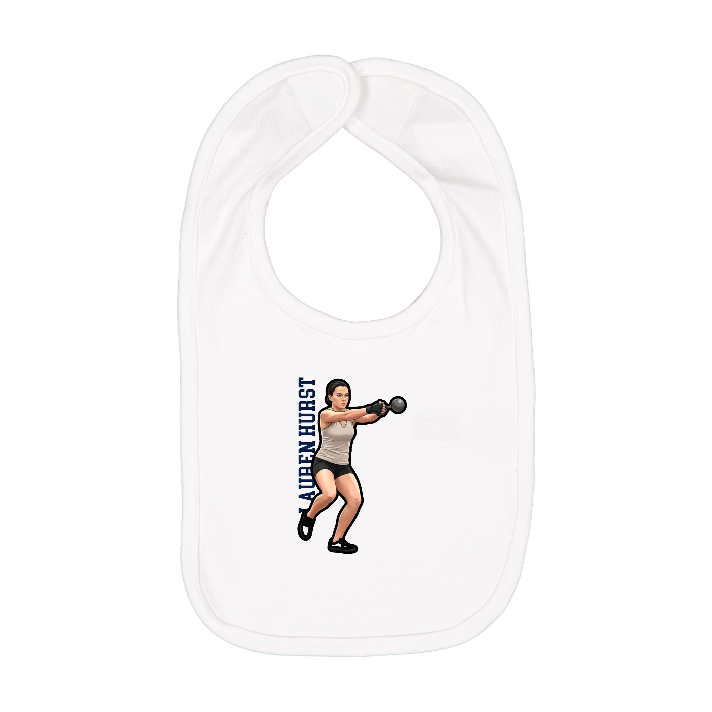 Infant Bib — Name Vertical in White