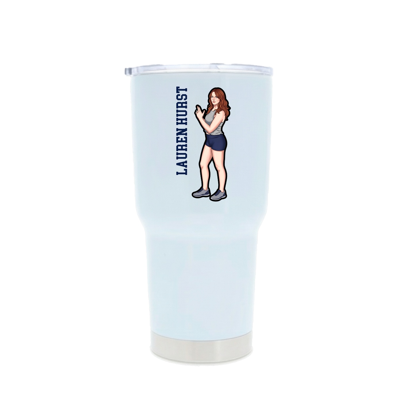 30oz Stainless Steel Tumbler — Name Vertical in White