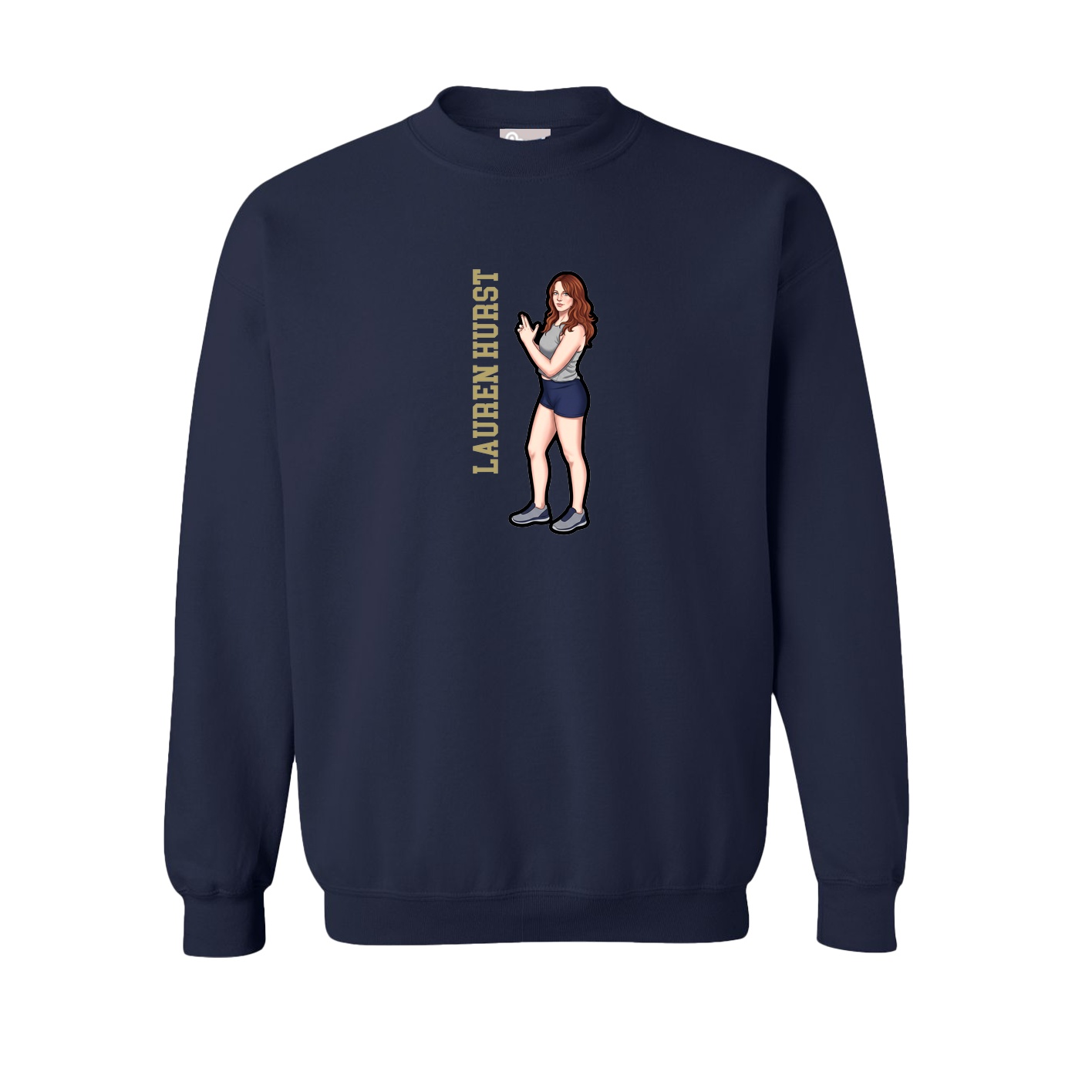 Fleece Crew — Name Vertical in Navy