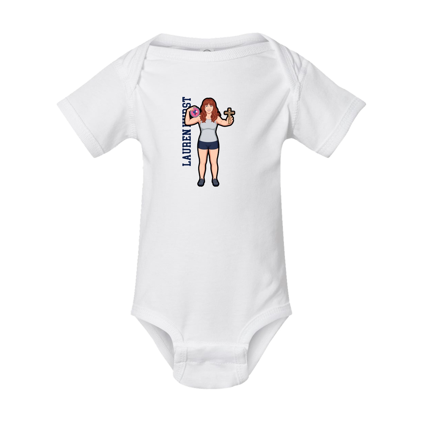 Baby Onesie — Name Vertical in White