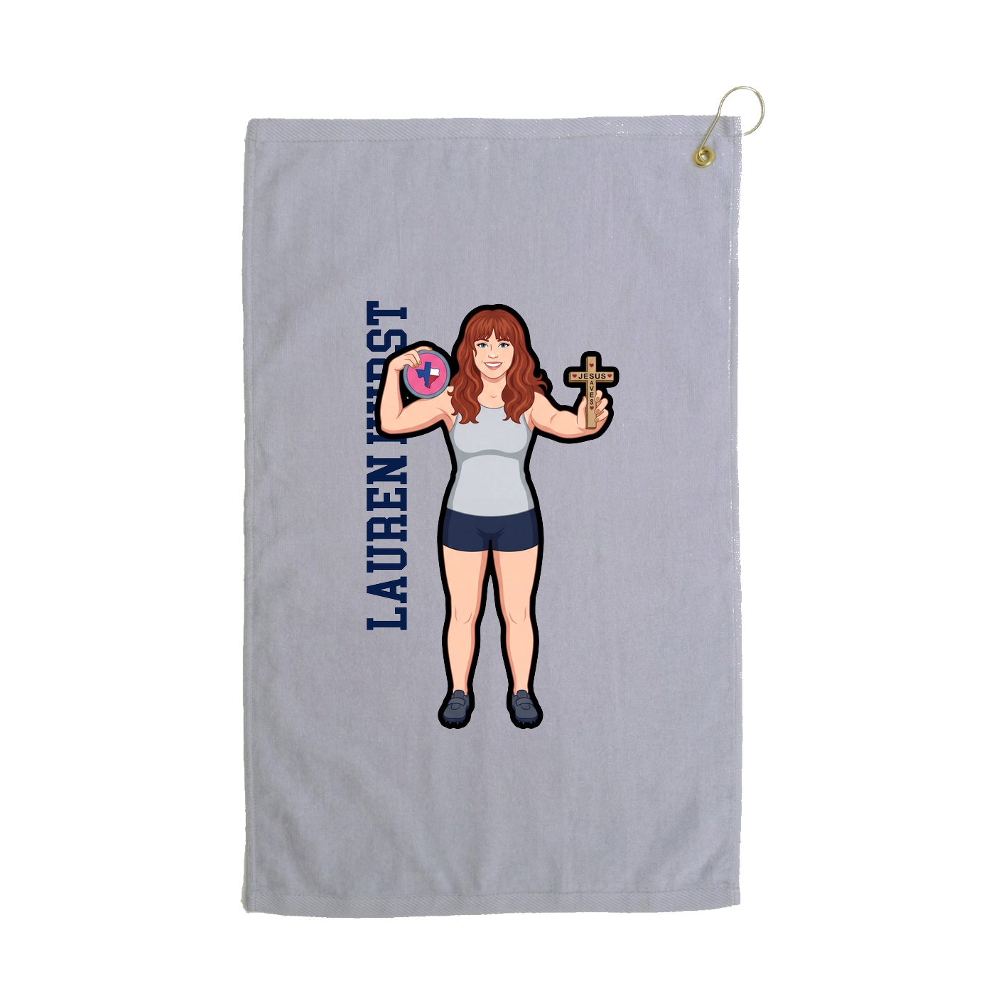 Golf Towel — Name Vertical in Grey
