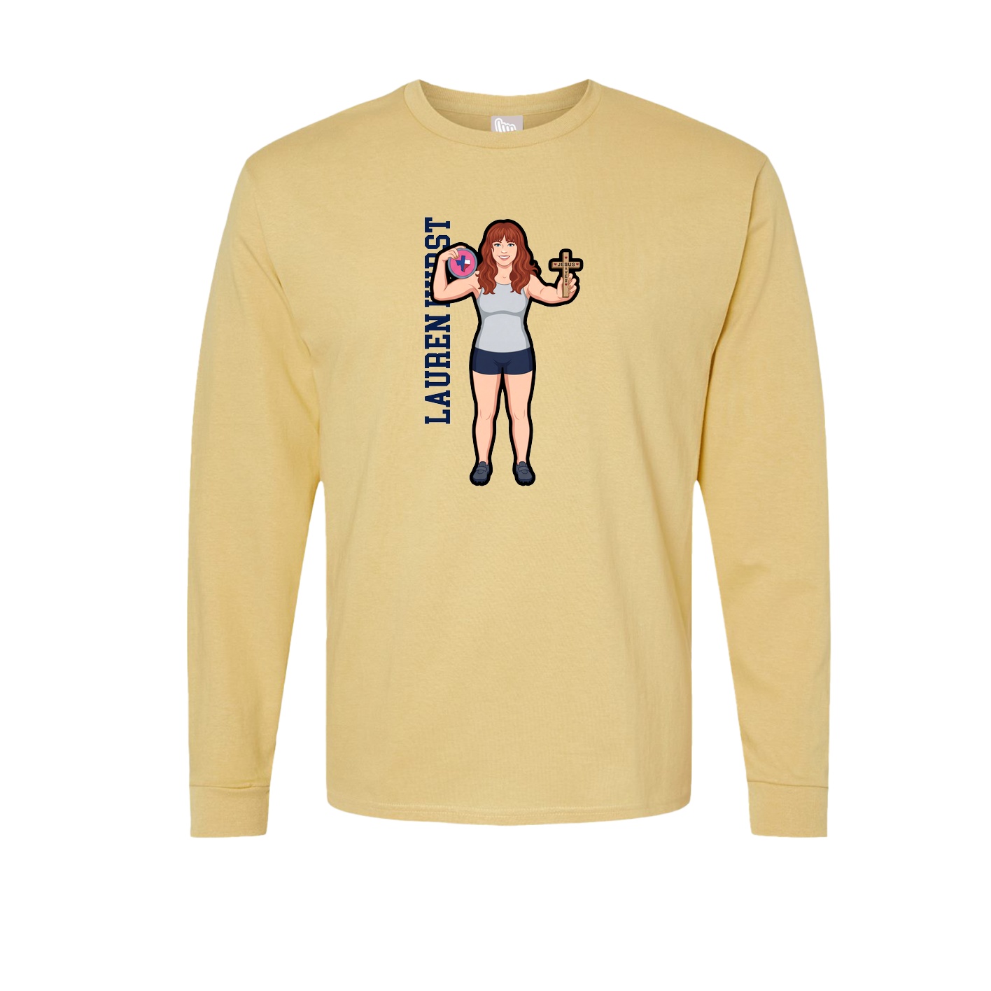 Long Sleeve Tee — Name Vertical in Vegas Gold