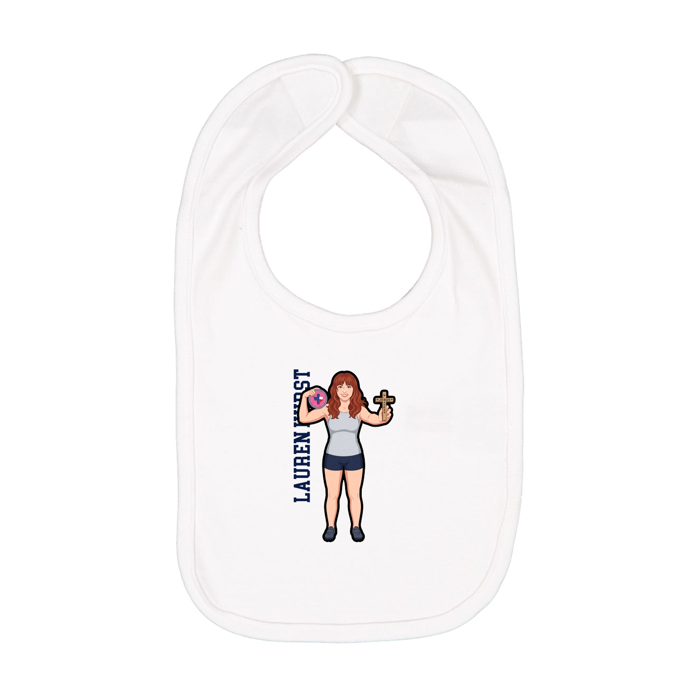 Infant Bib — Name Vertical in White