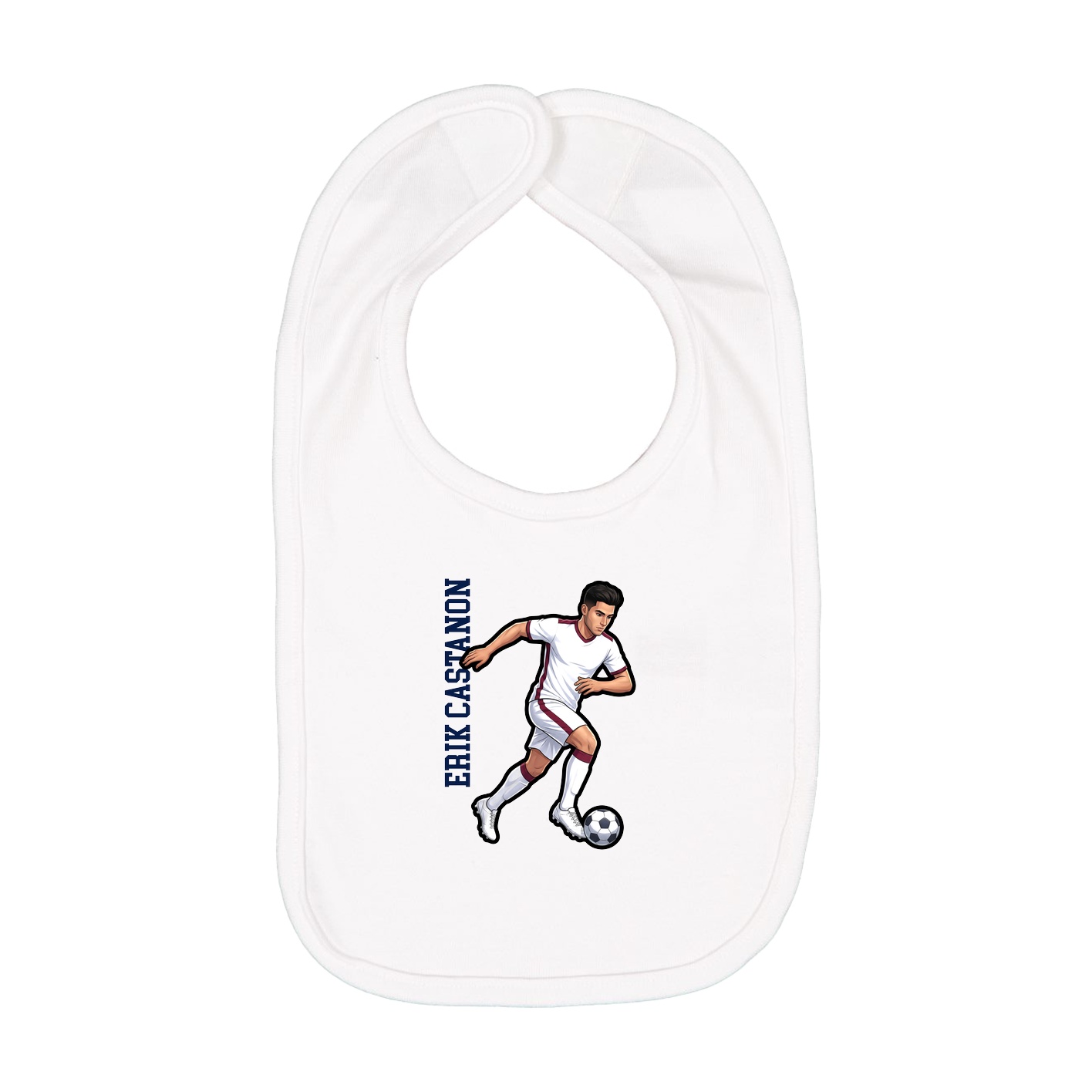 Infant Bib — Name Vertical in White