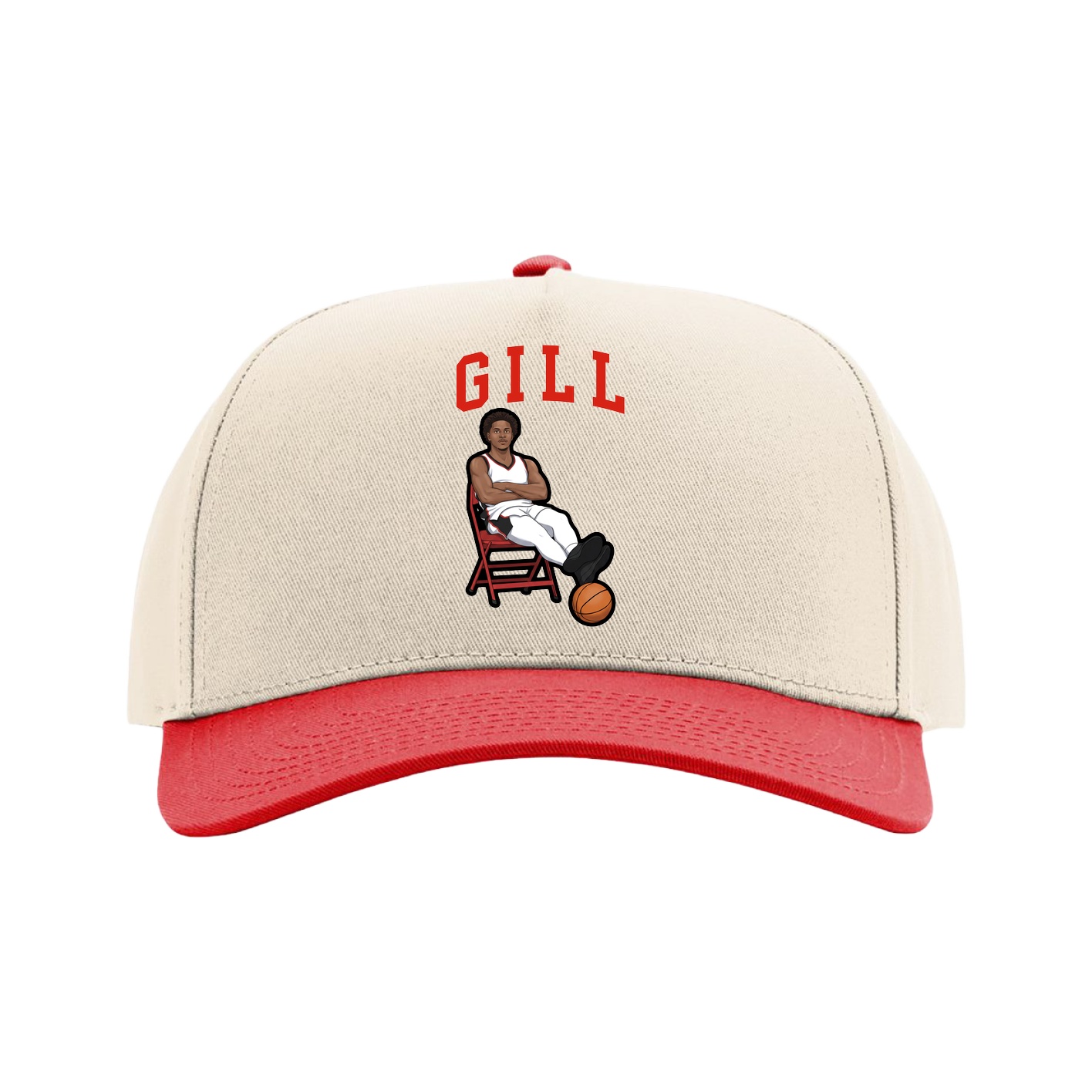 Full Fabric Five-Panel Champ Cap — Shirsey in Cream/Red