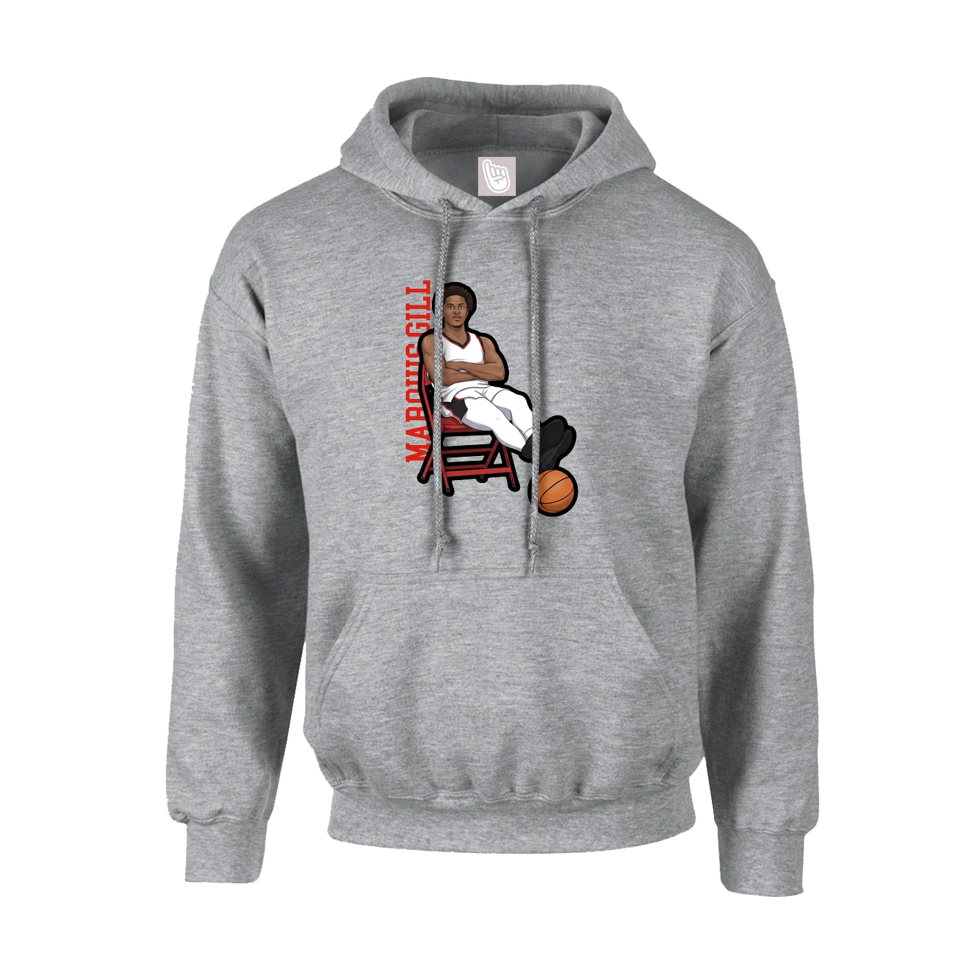 Hoodie — Name Vertical in Grey