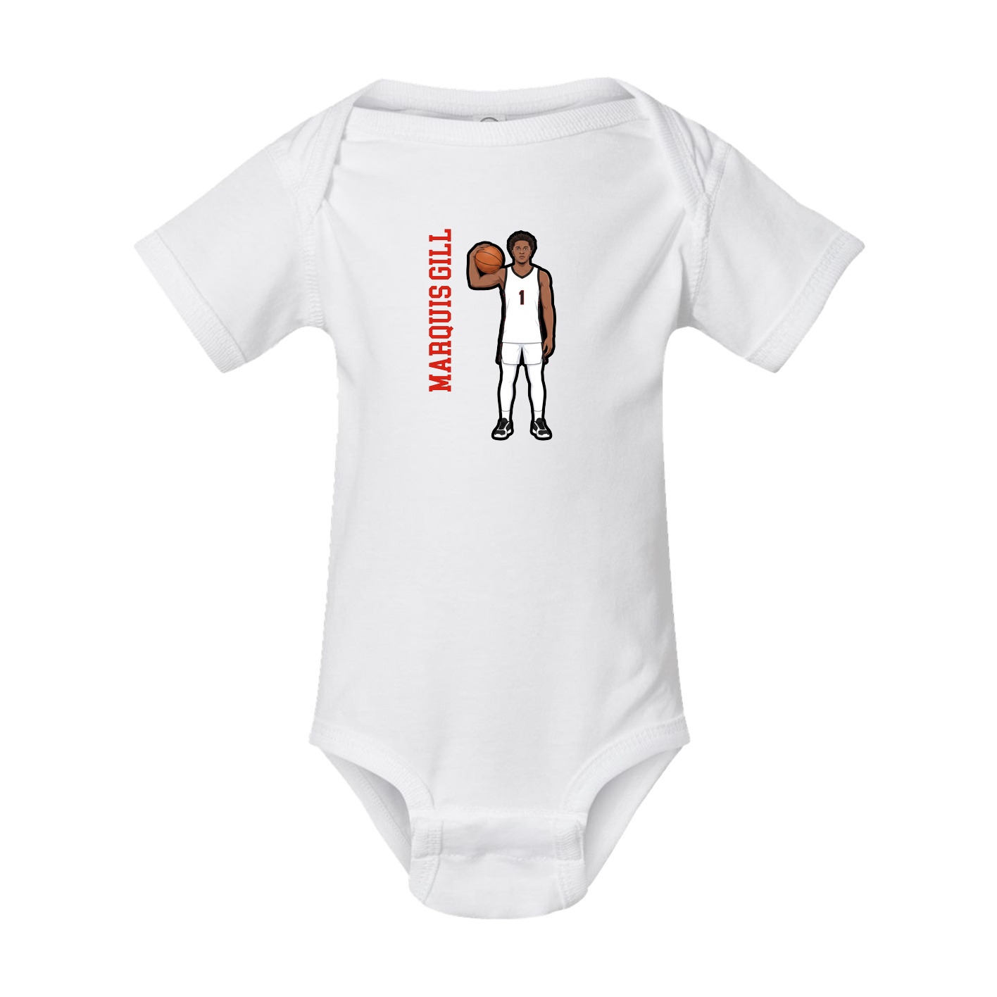 Baby Onesie — Name Vertical in White