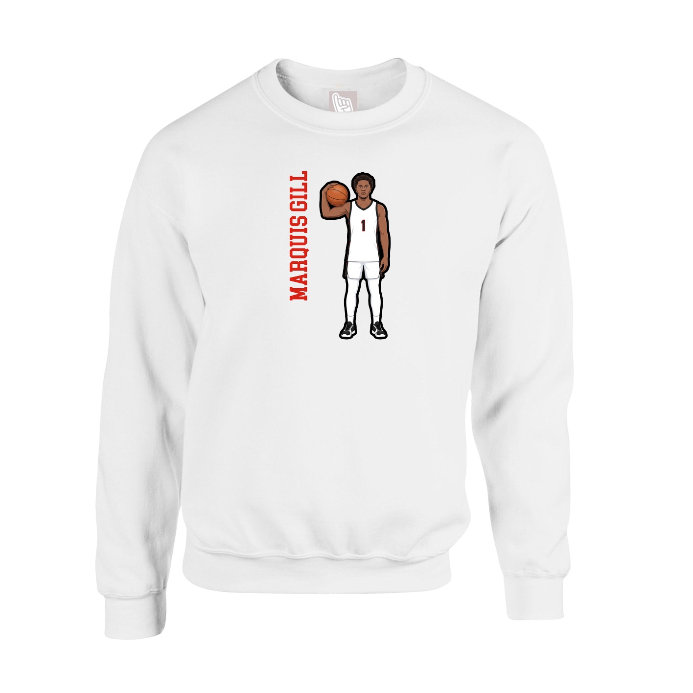 Fleece Crew — Name Vertical in White