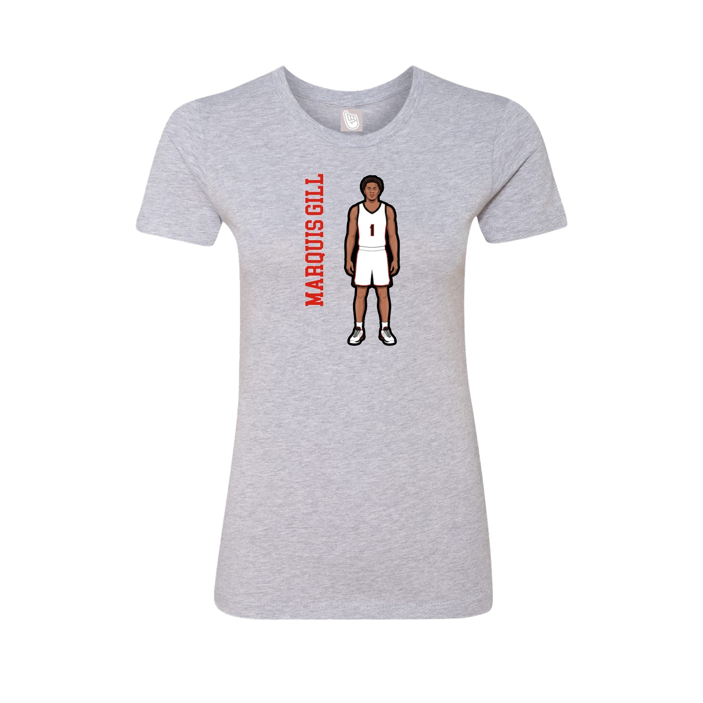 Fitted Women's Tee — Name Vertical in Grey