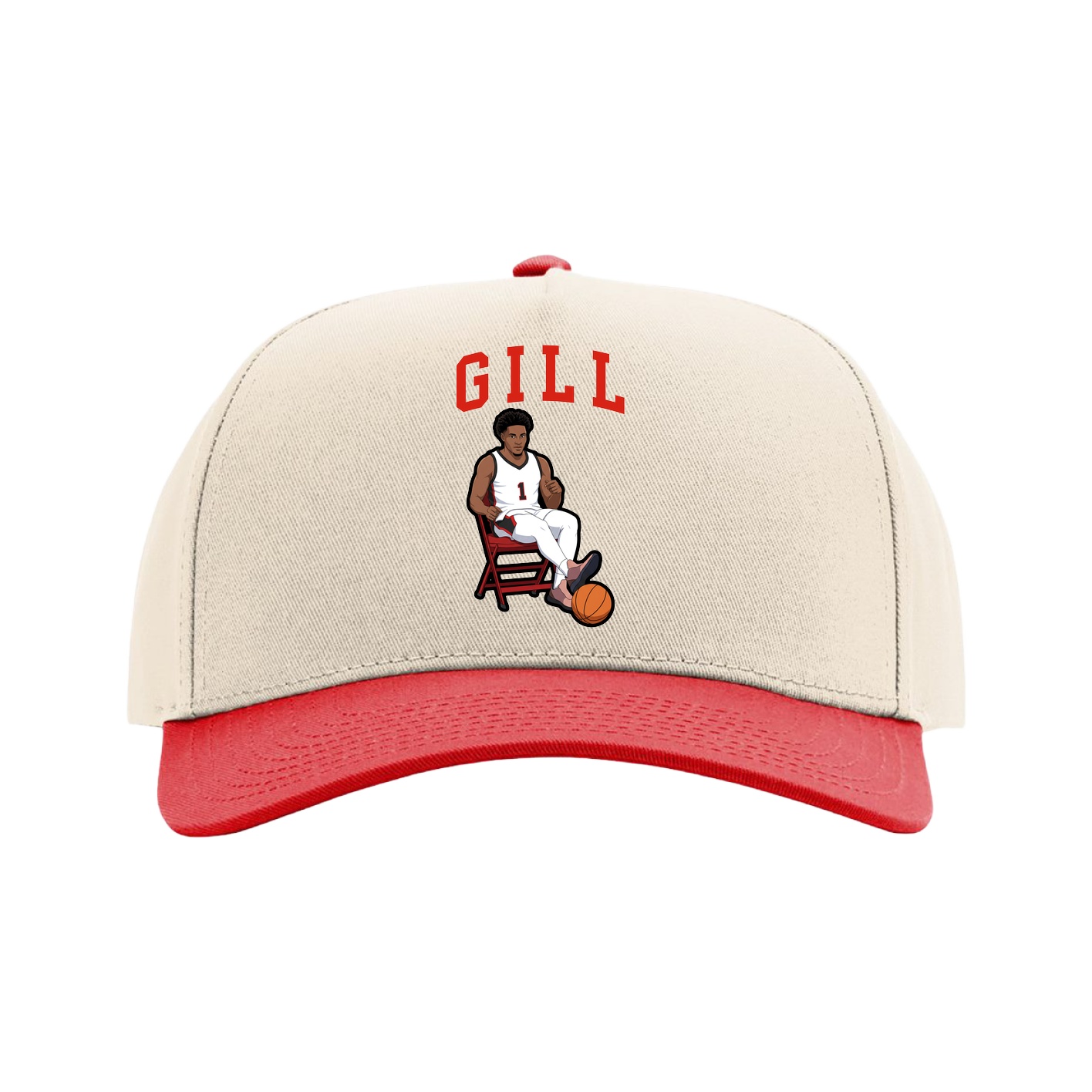 Full Fabric Five-Panel Champ Cap — Shirsey in Cream/Red