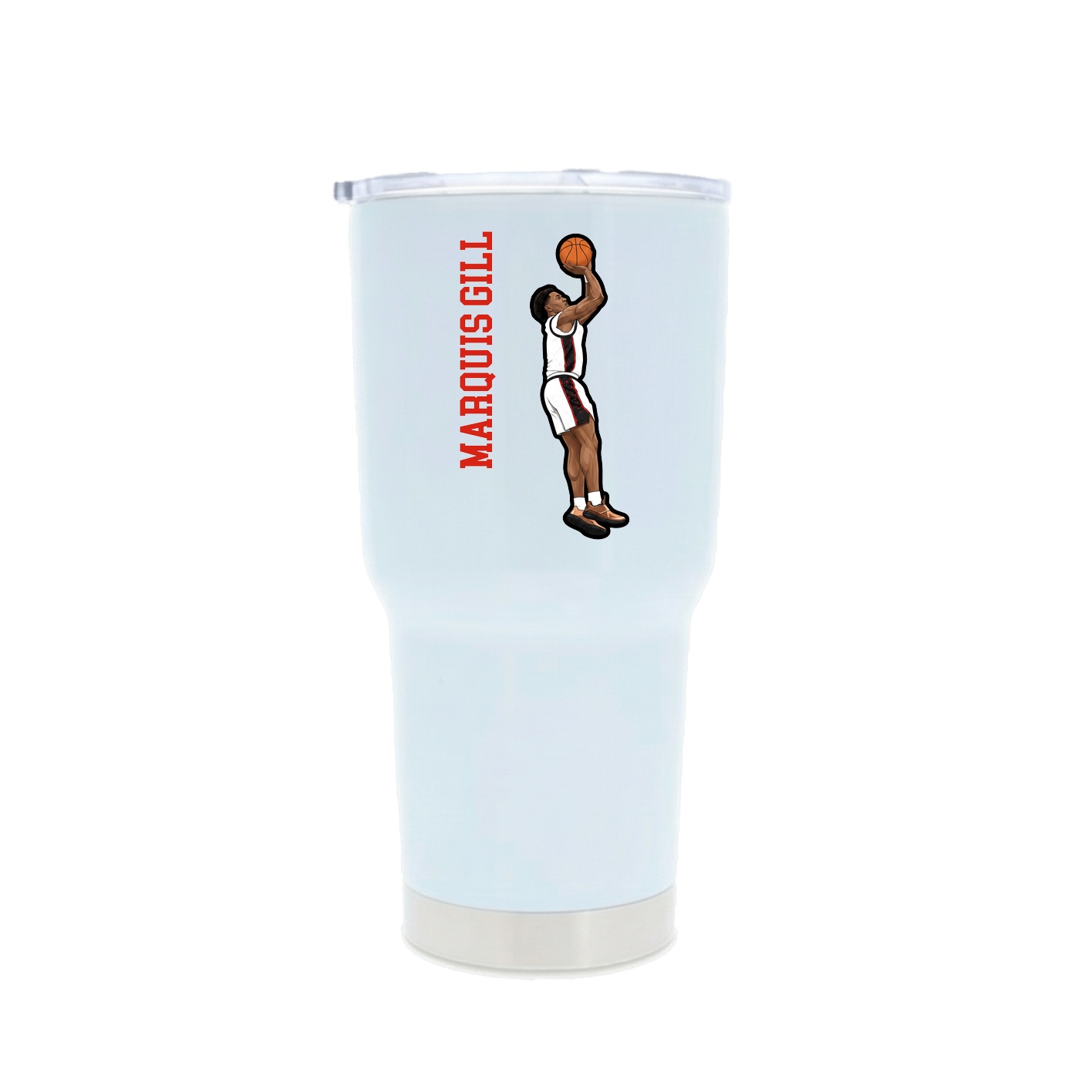 30oz Stainless Steel Tumbler — Name Vertical in White