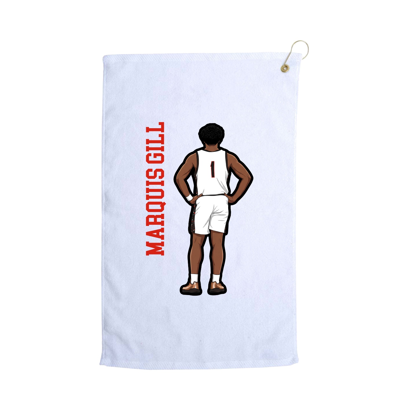 Golf Towel — Name Vertical in White