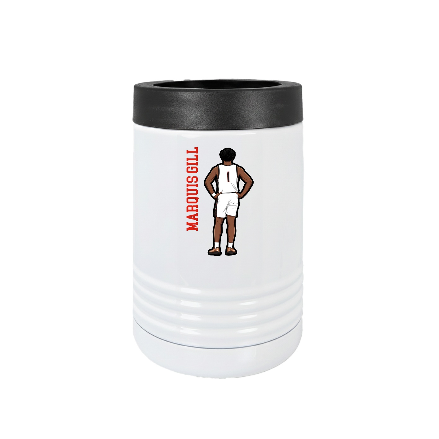 Beverage Holder — Name Vertical in White