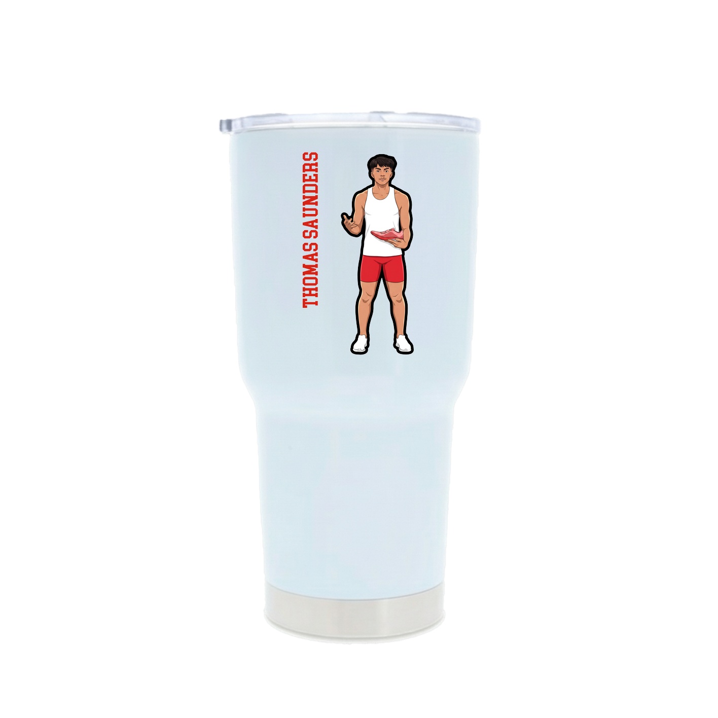 30oz Stainless Steel Tumbler — Name Vertical in White
