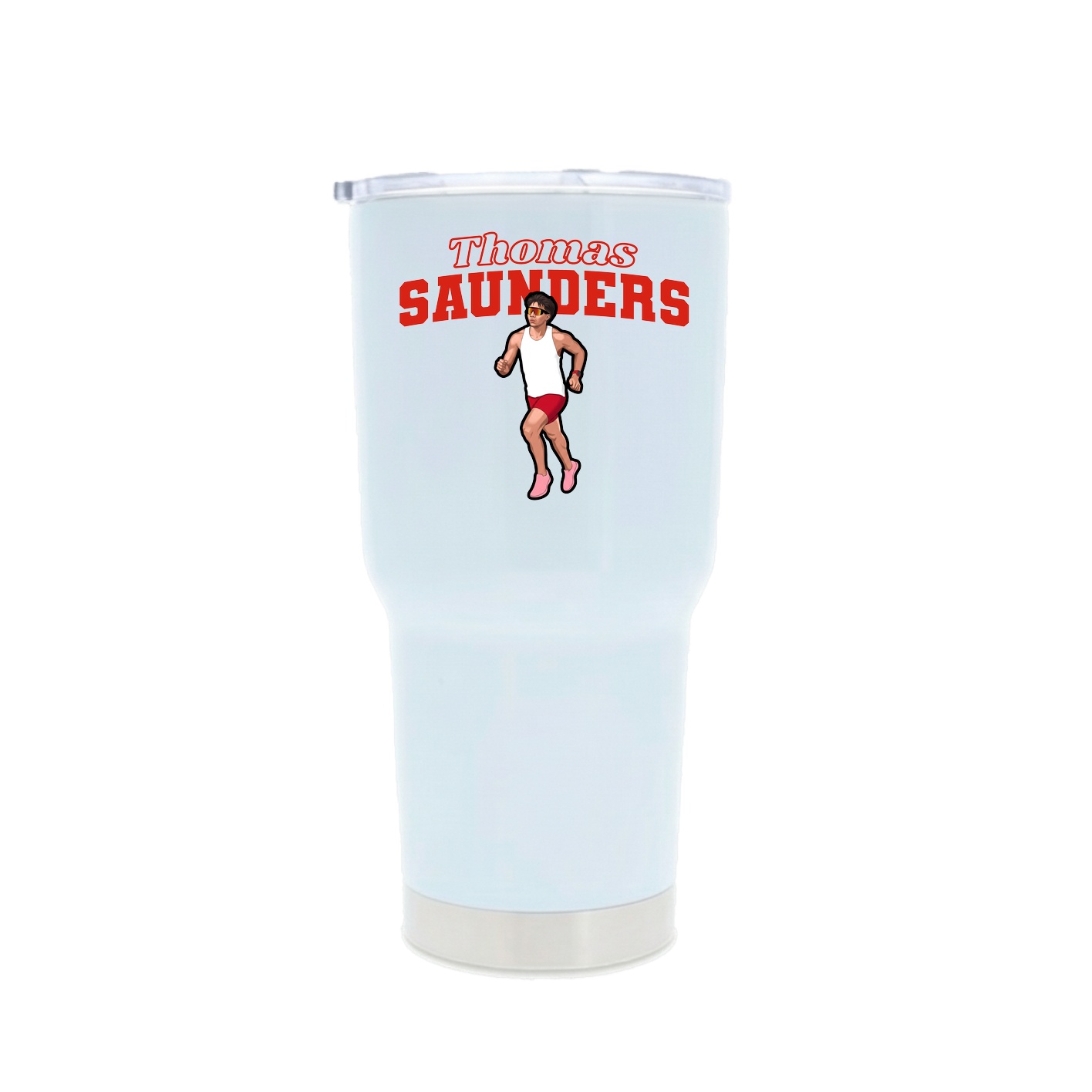 30oz Stainless Steel Tumbler — Name Arch in White