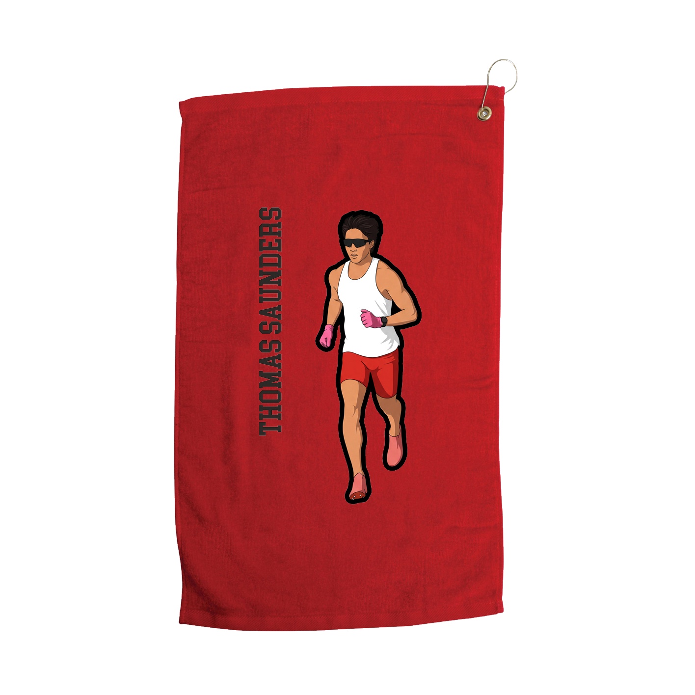Golf Towel — Name Vertical in Red