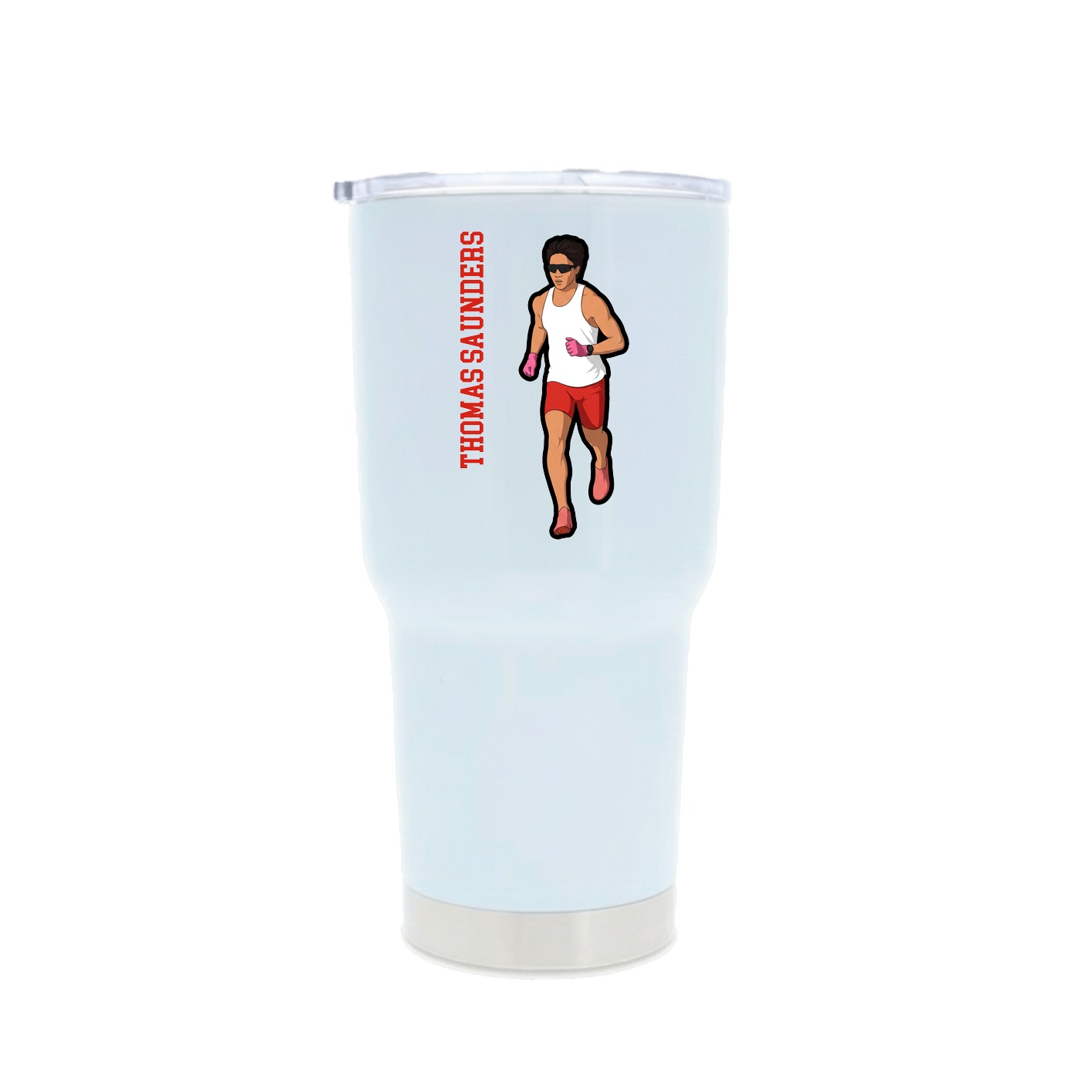 30oz Stainless Steel Tumbler — Name Vertical in White