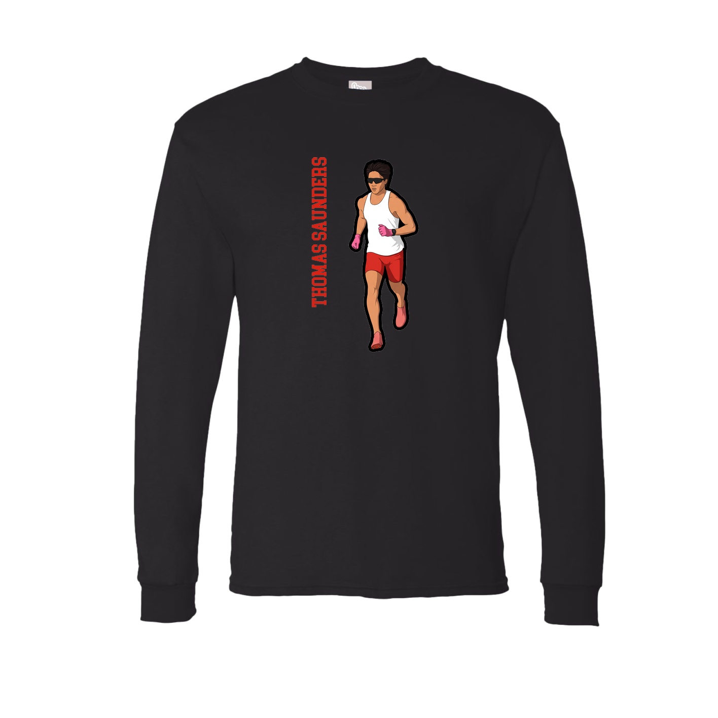 Long Sleeve Tee — Name Vertical in Black