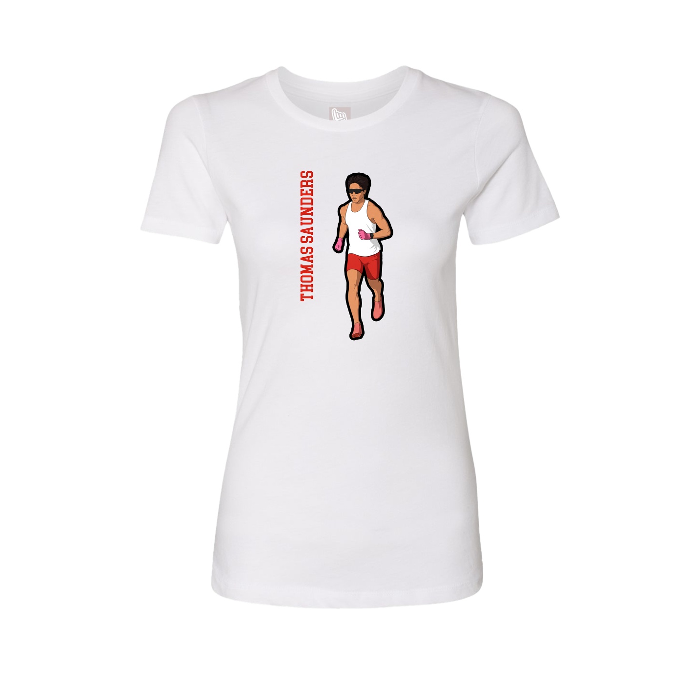 Womens Tee — Name Vertical in White
