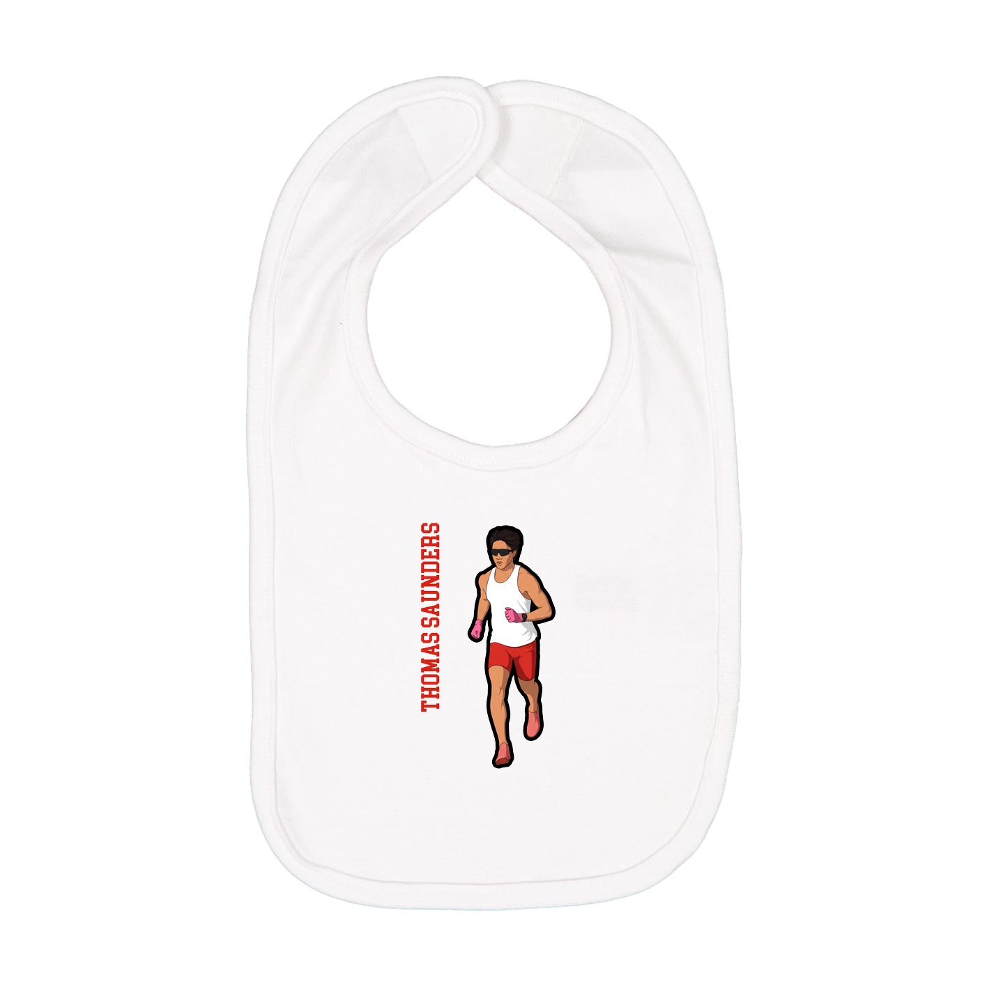 Infant Bib — Name Vertical in White