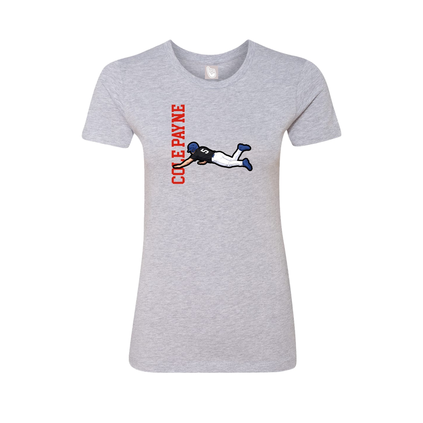 Fitted Women's Tee — Name Vertical in Grey