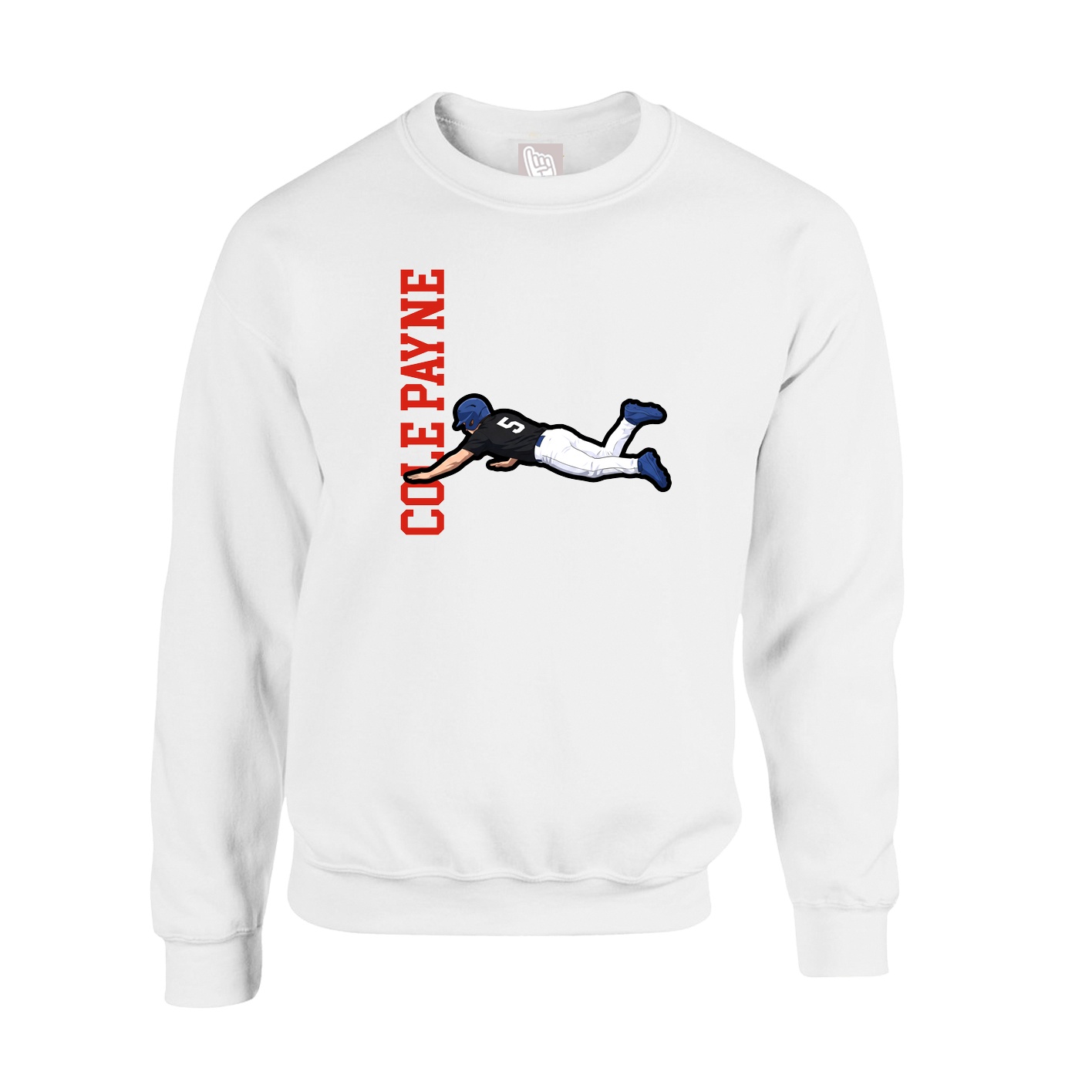 Fleece Crew — Name Vertical in White