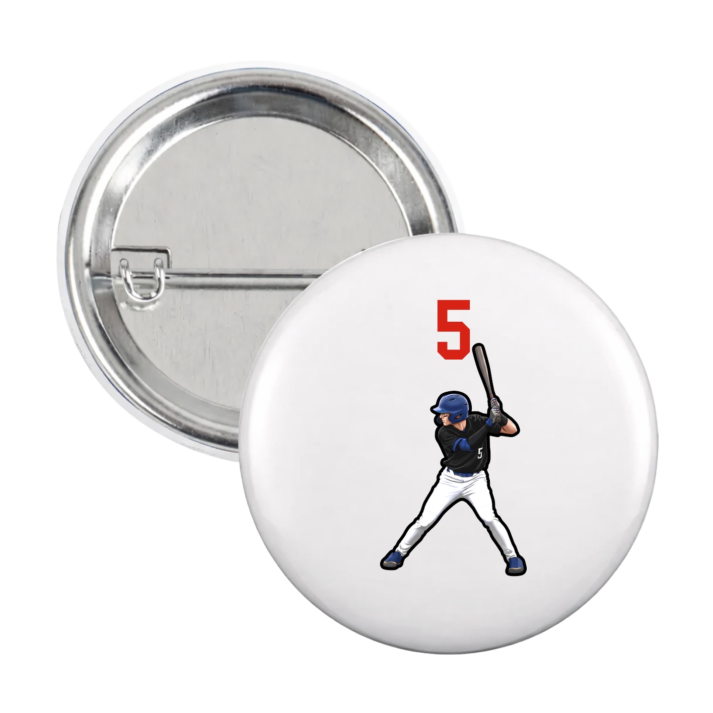 Game Day Button — Number Top in White