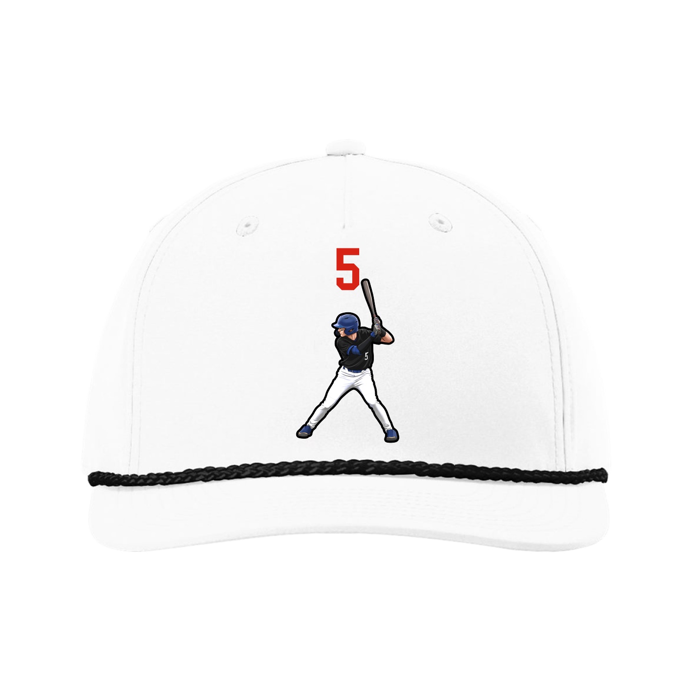 Five-Panel Classic Rope Cap — Number Top in White