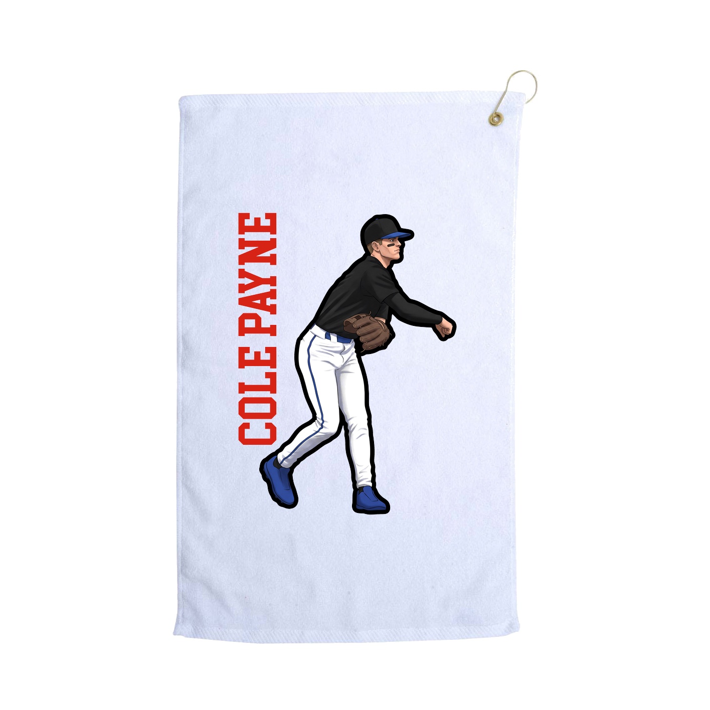 Golf Towel — Name Vertical in White