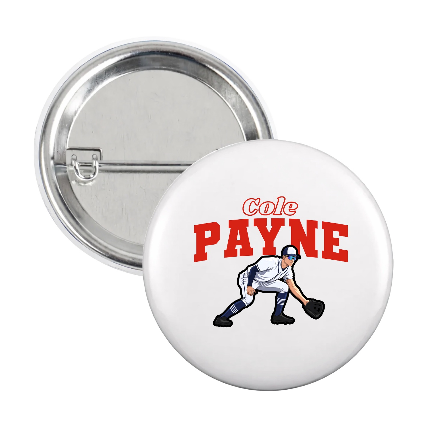 Game Day Button — Name Arch in White