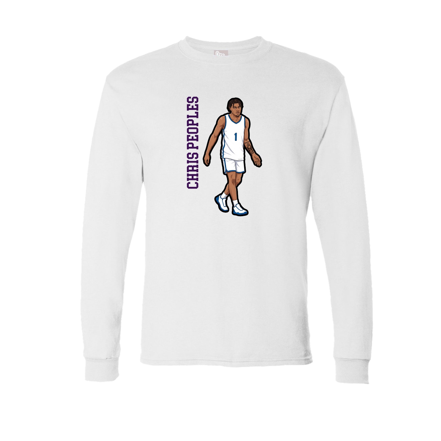 Long Sleeve Tee — Name Vertical in White