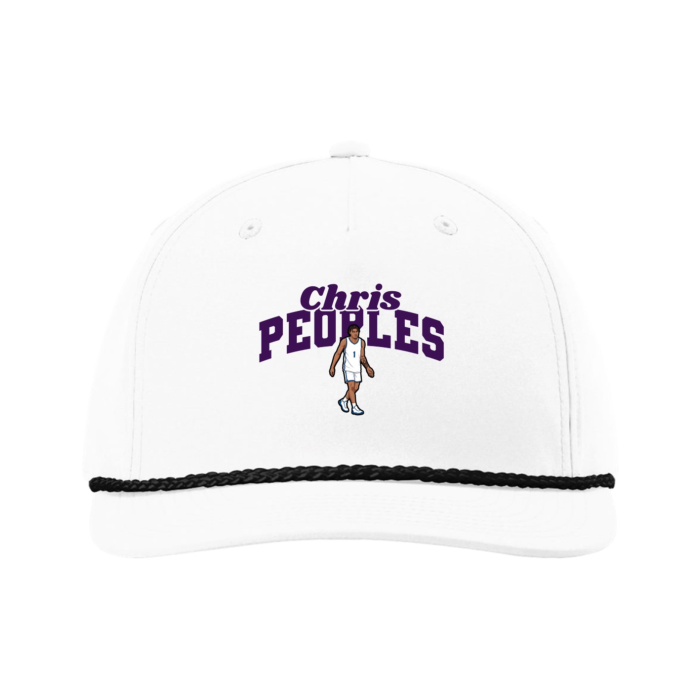 Five-Panel Classic Rope Cap — Signature Arch in White