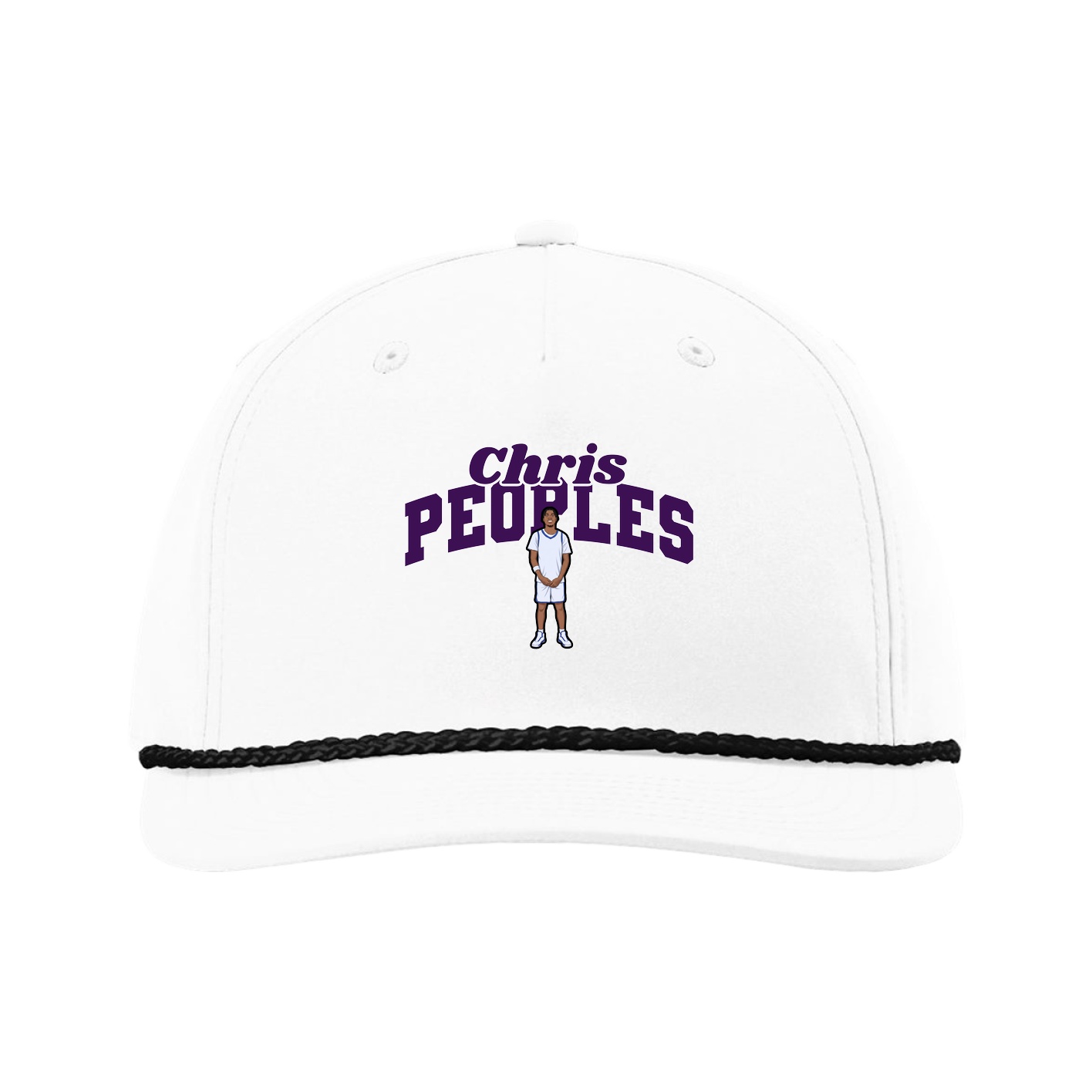 Five-Panel Classic Rope Cap — Signature Arch in White