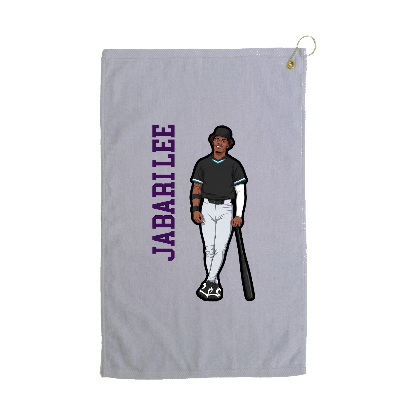 Golf Towel — Name Vertical in Grey