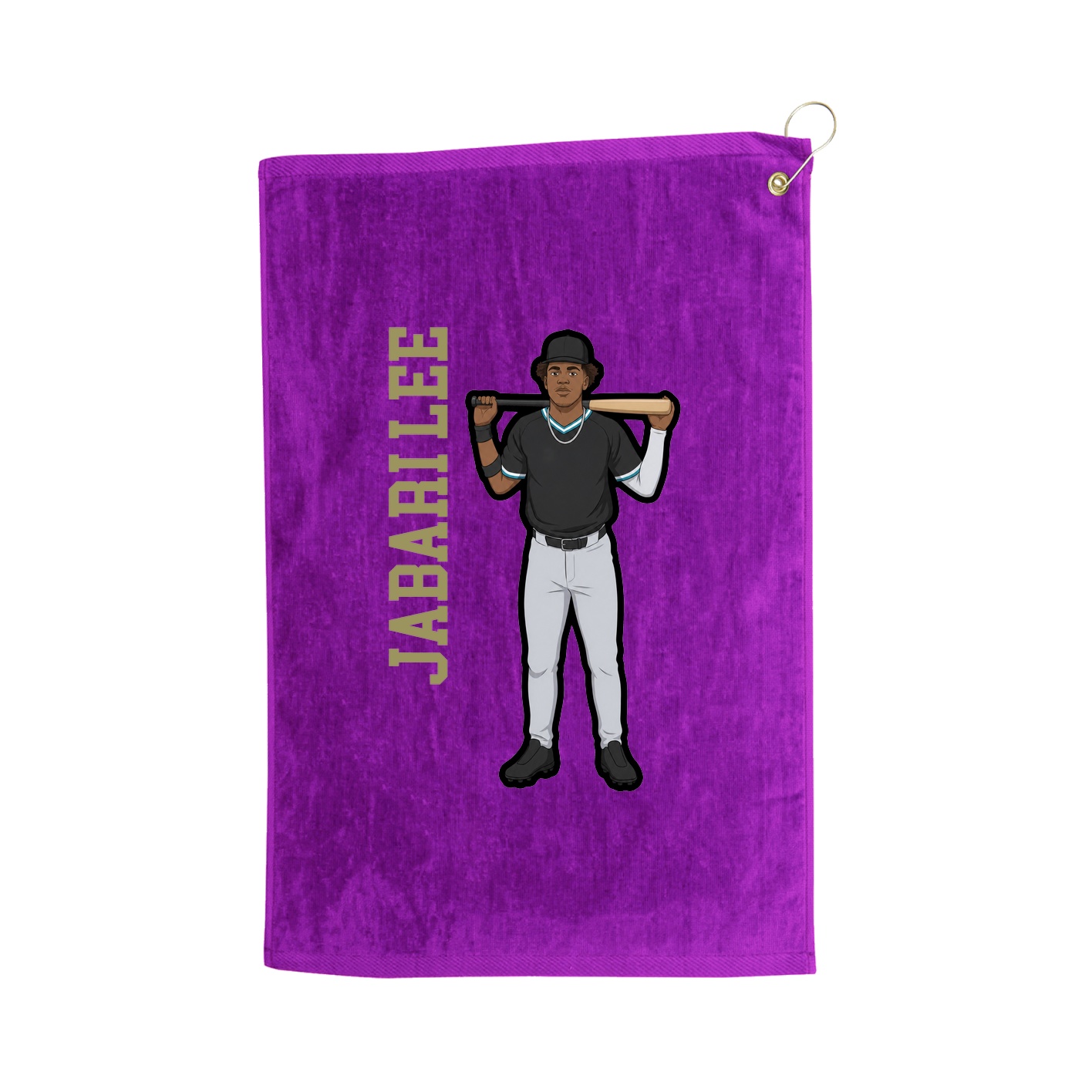 Golf Towel — Name Vertical in Purple