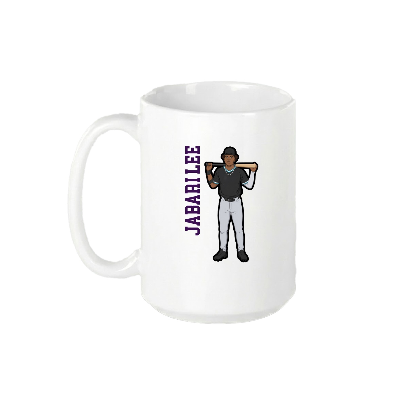 15oz Coffee Mug — Name Vertical in White
