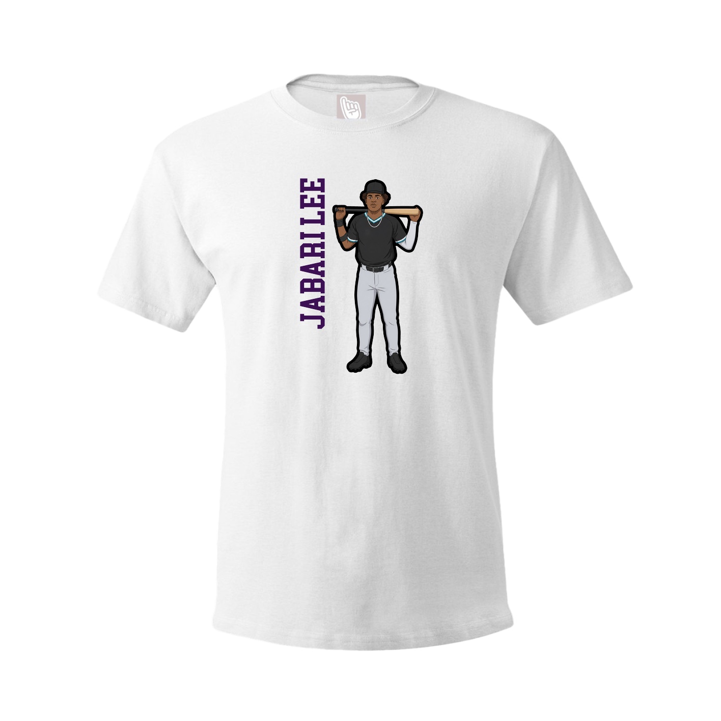 Youth Tee — Name Vertical in White