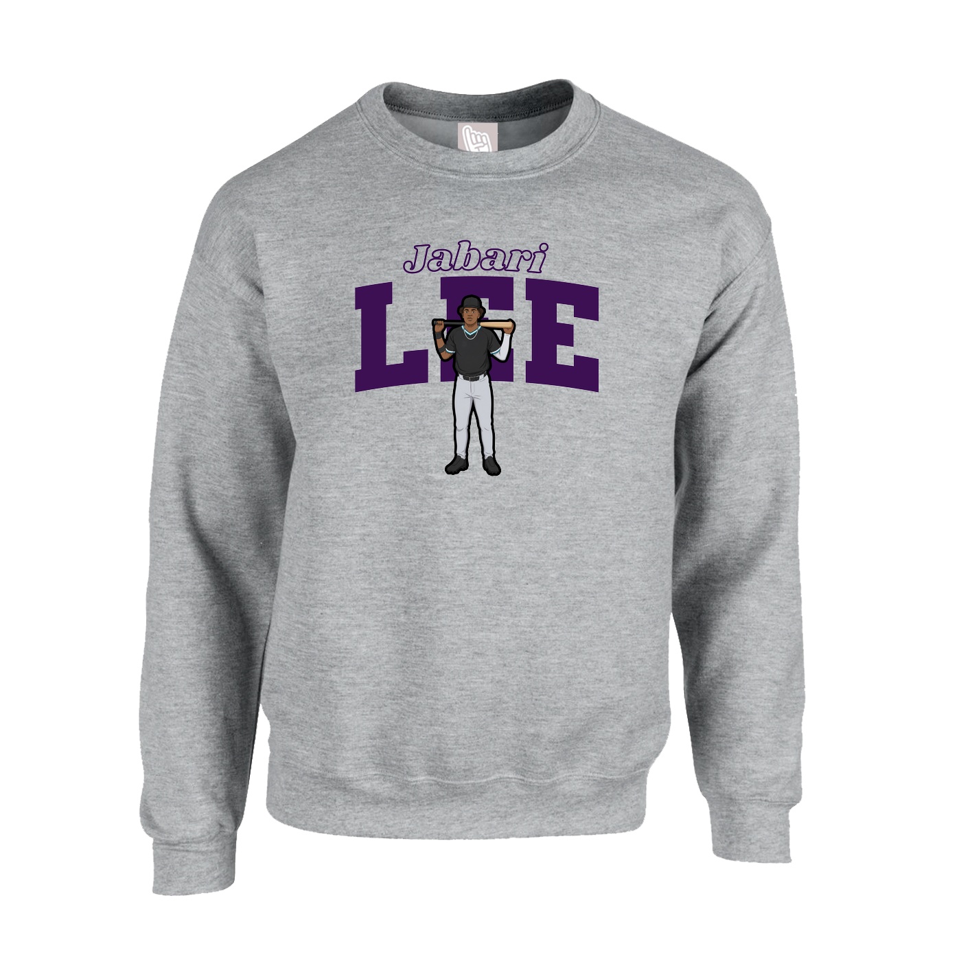 Fleece Crew — Name Arch in Grey