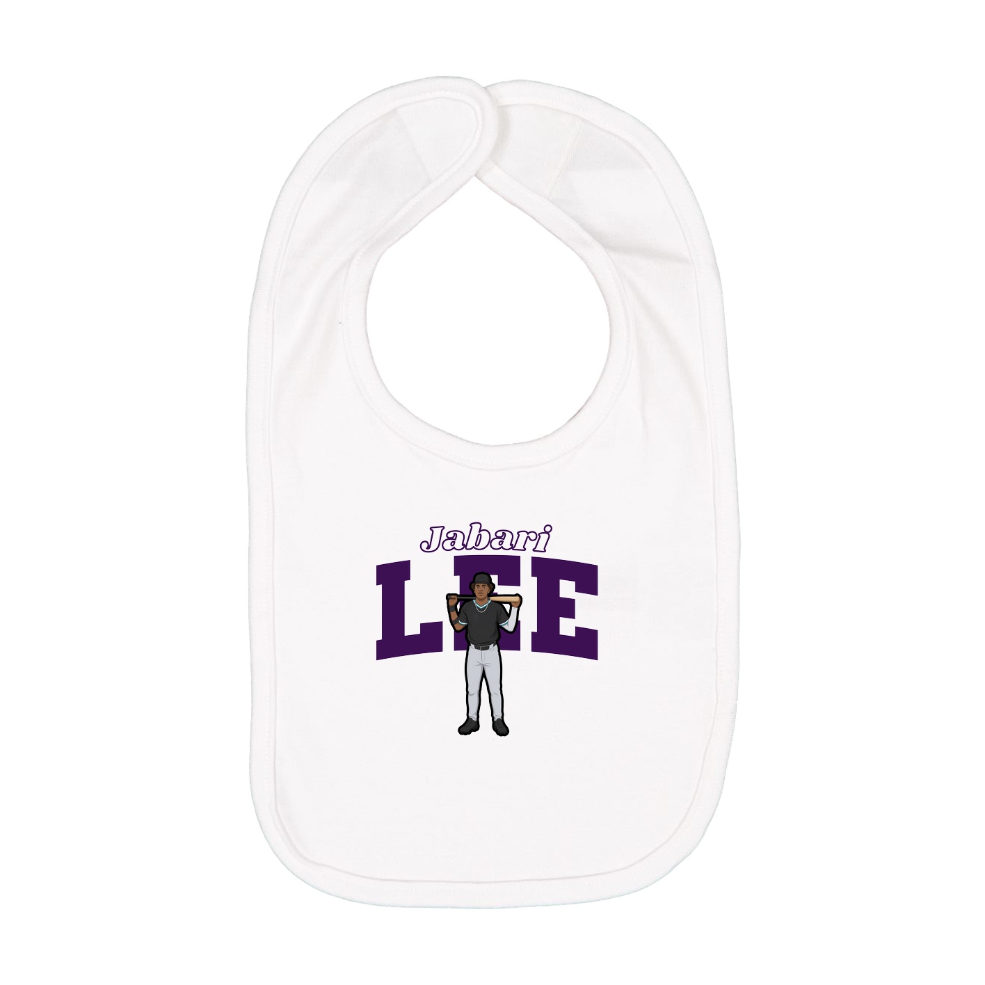Infant Bib — Name Arch in White