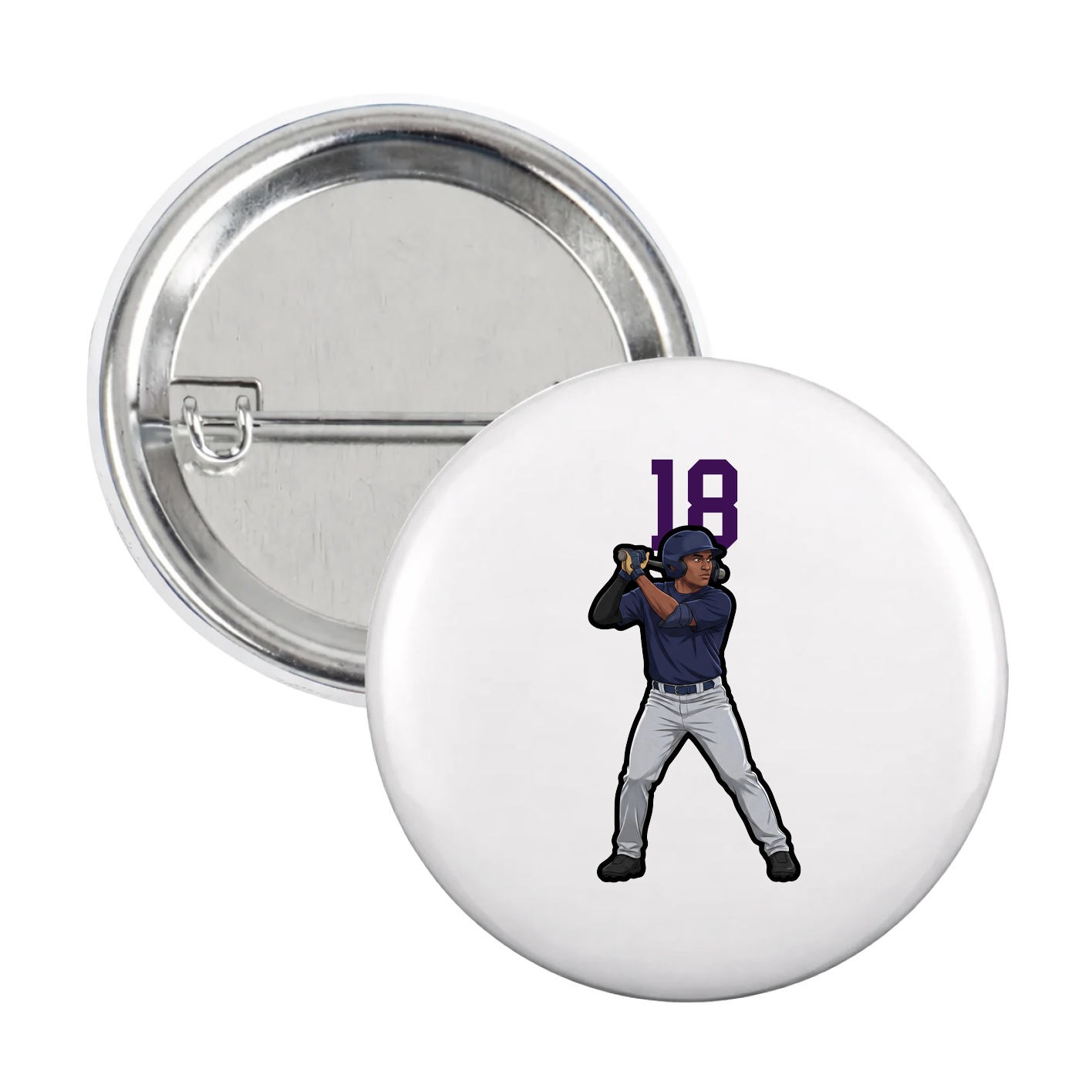 Game Day Button — Number Top in White