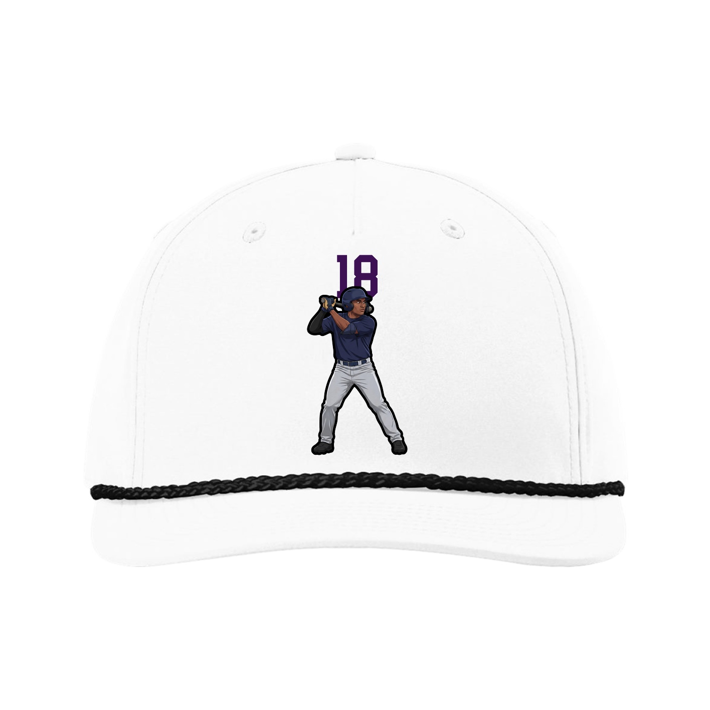 Five-Panel Classic Rope Cap — Number Top in White