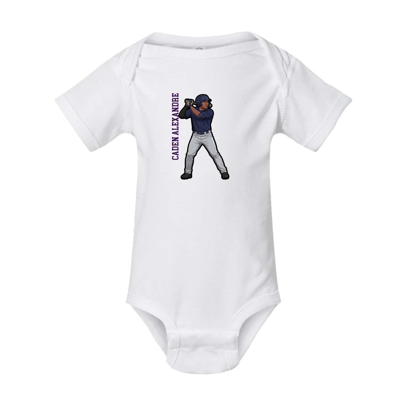 Baby Onesie — Name Vertical in White