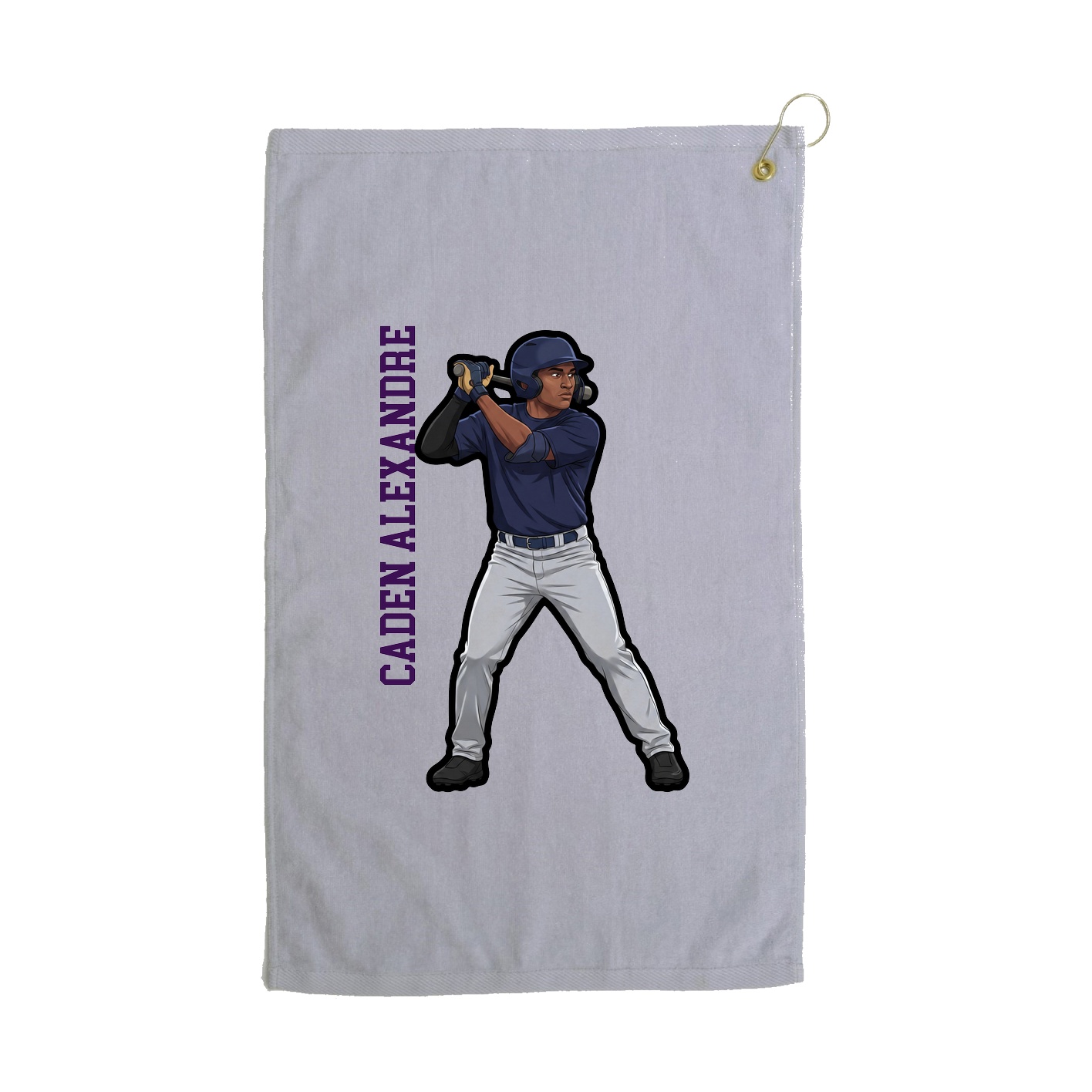 Golf Towel — Name Vertical in Grey