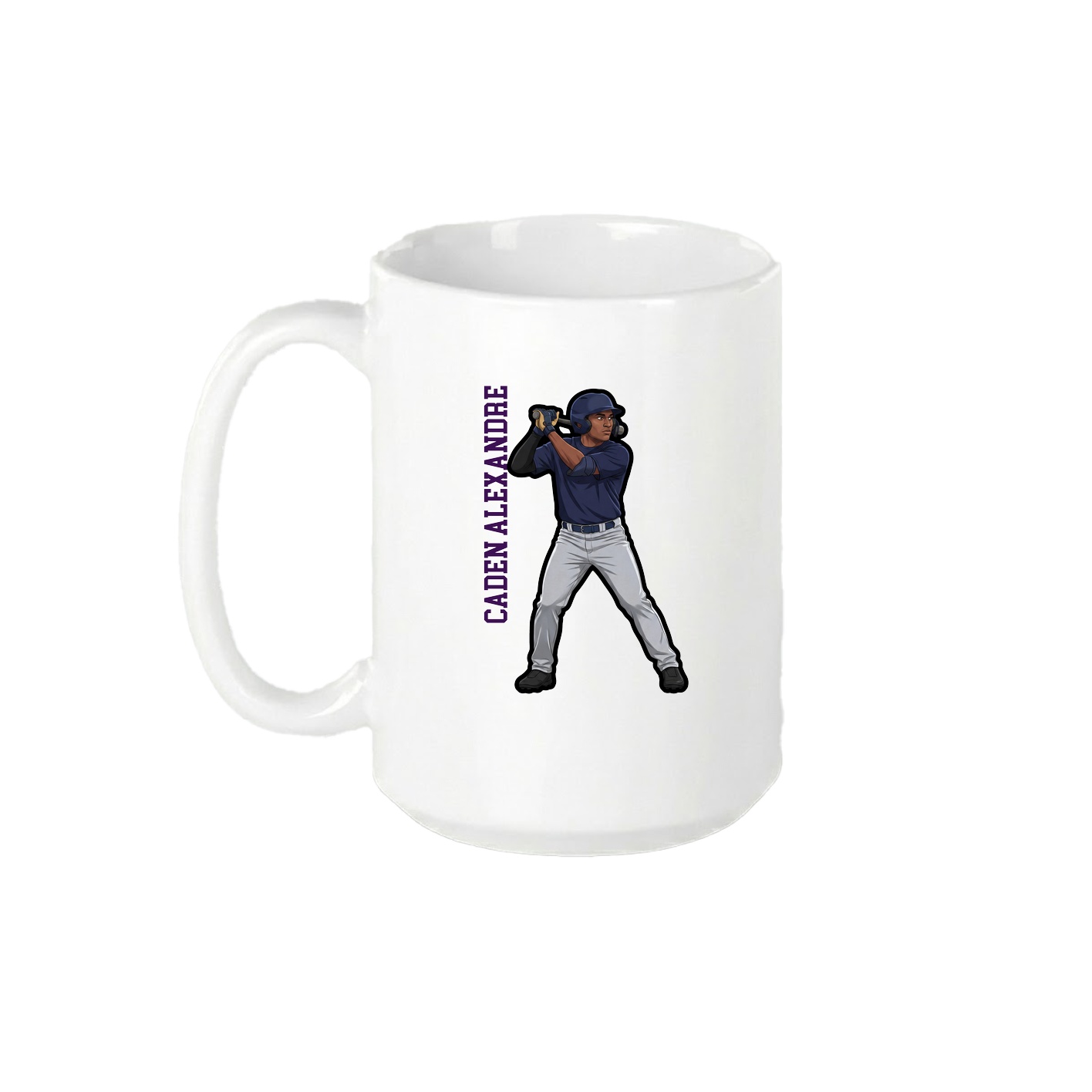 15oz Coffee Mug — Name Vertical in White